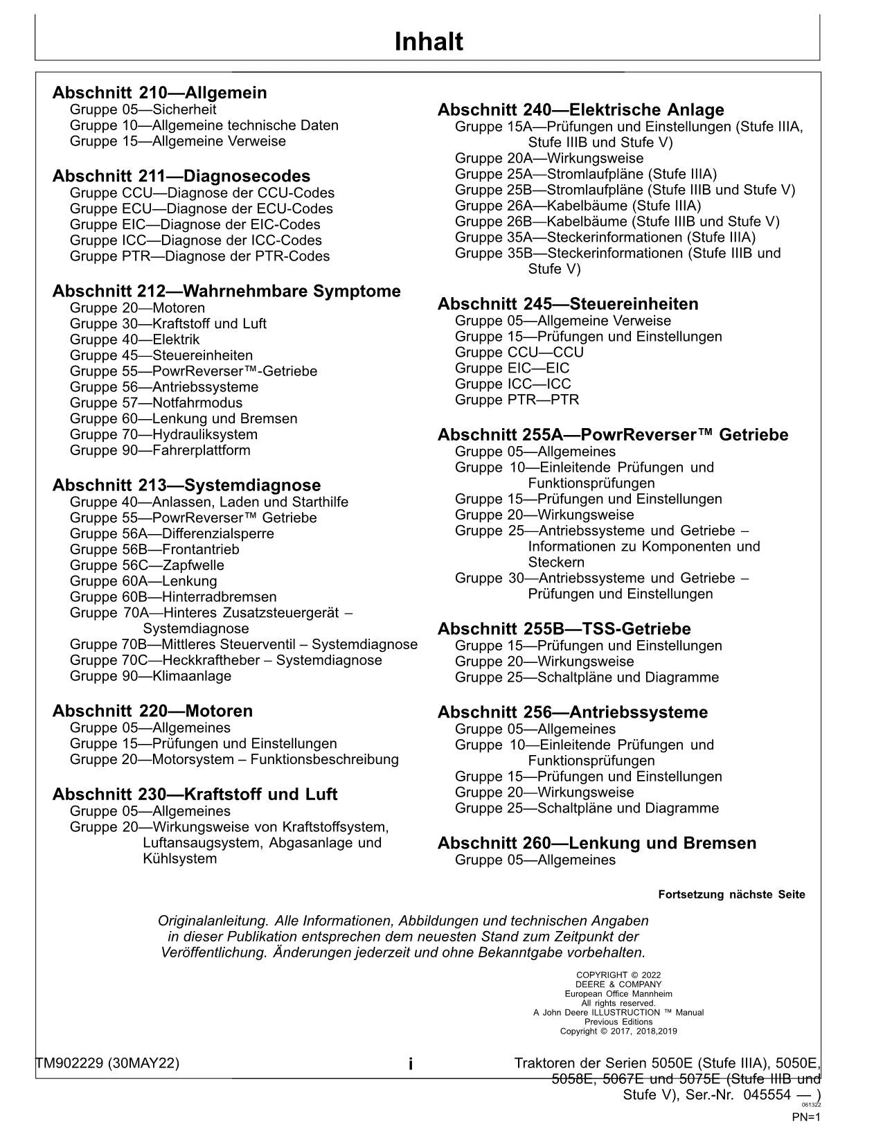 JOHN DEERE 5058E 5067E 5075E 5050E TRAKTOR DIAGNOSE REPARATURHANDBUCH