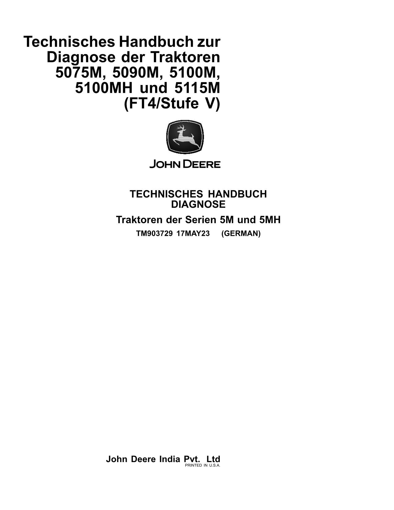 JOHN DEERE 5100M 5075M 5090M 5115M TRAKTOR DIAGNOSE REPARATURHANDBUCH