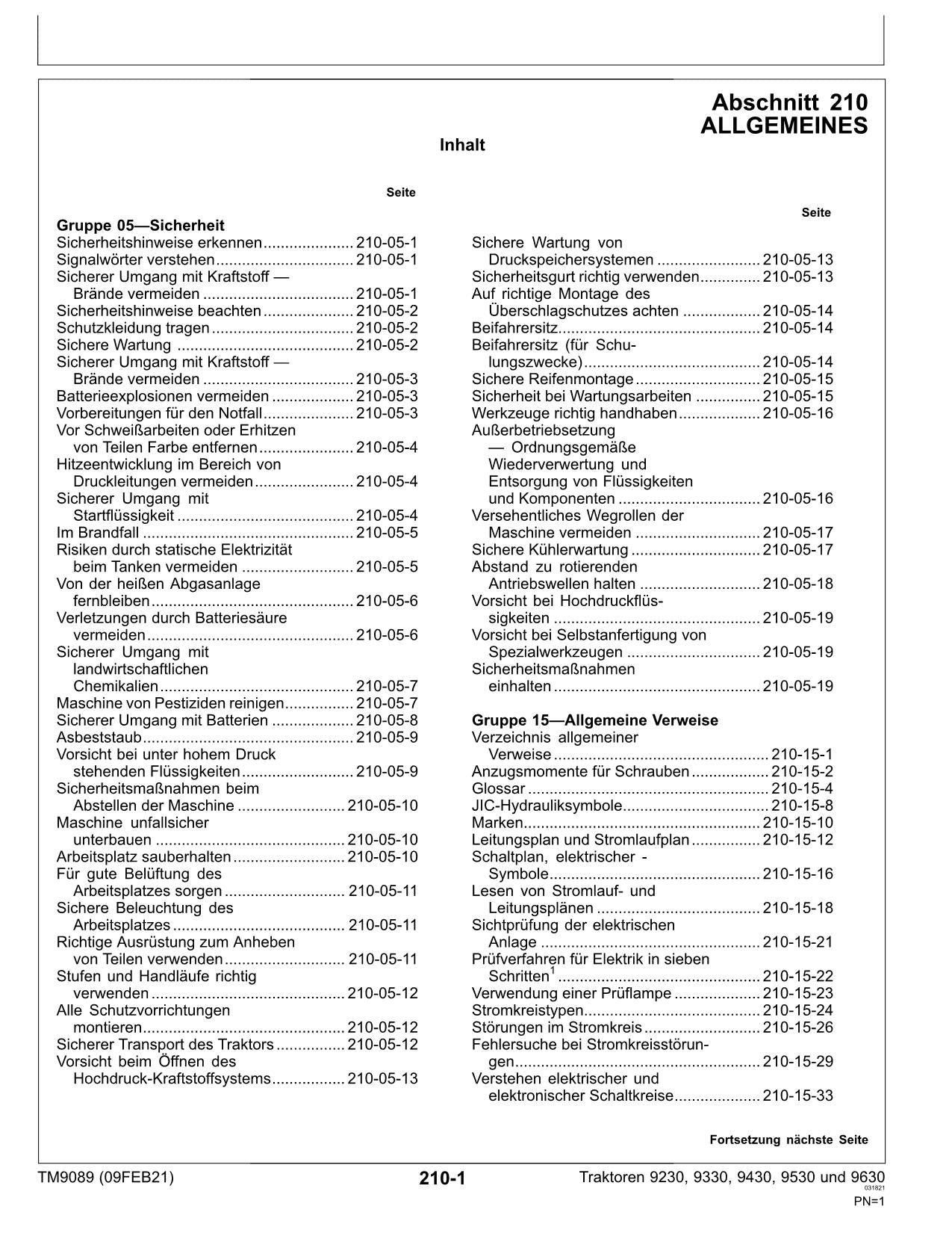 JOHN DEERE 9230 9330 9430 9530 9630 TRAKTOR DIAGNOSE REPARATURHANDBUCH