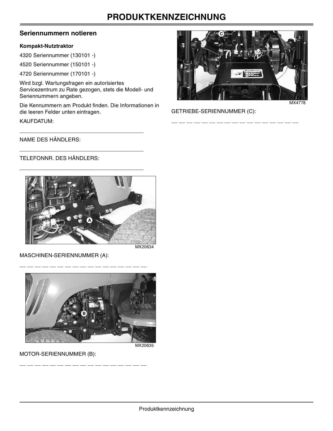 JOHN DEERE 4320 4520 4720 TRAKTOR BETRIEBSANLEITUNG #1