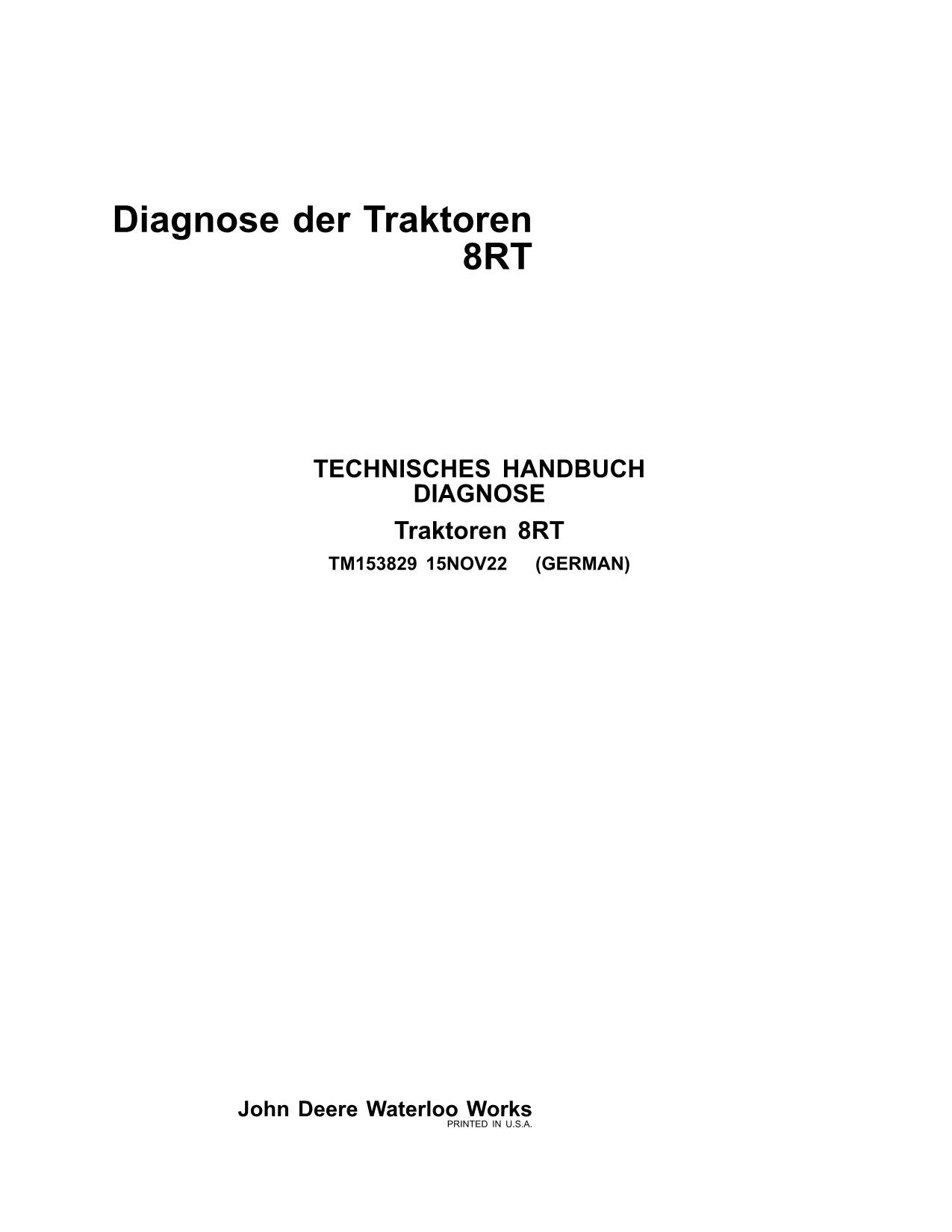 JOHN DEERE 8RT 310 8RT 340 8RT 370 8RT 410 TRAKTOR DIAGNOSE REPARATURHANDBUCH