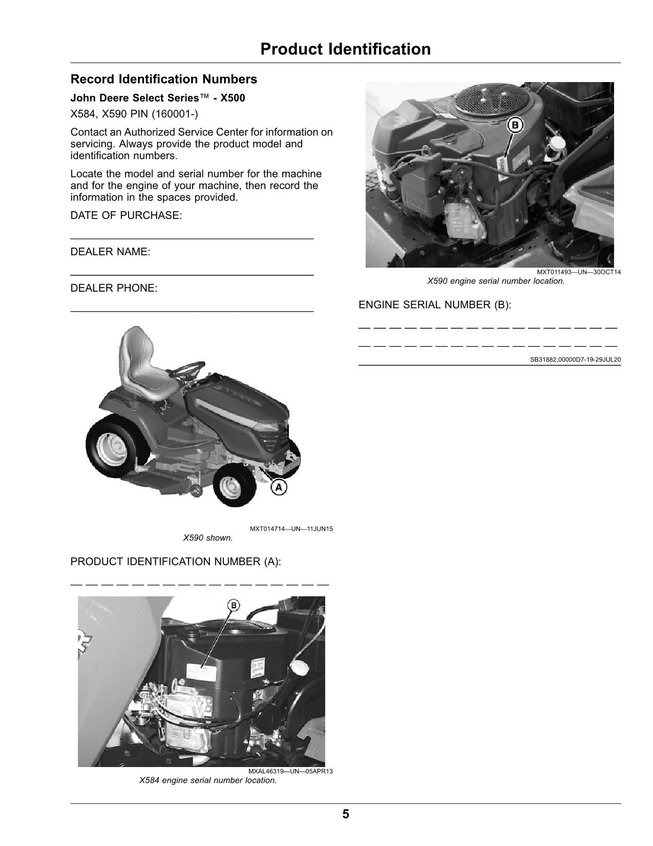 JOHN DEERE X584 X590 TRAKTOR BETRIEBSANLEITUNG #6