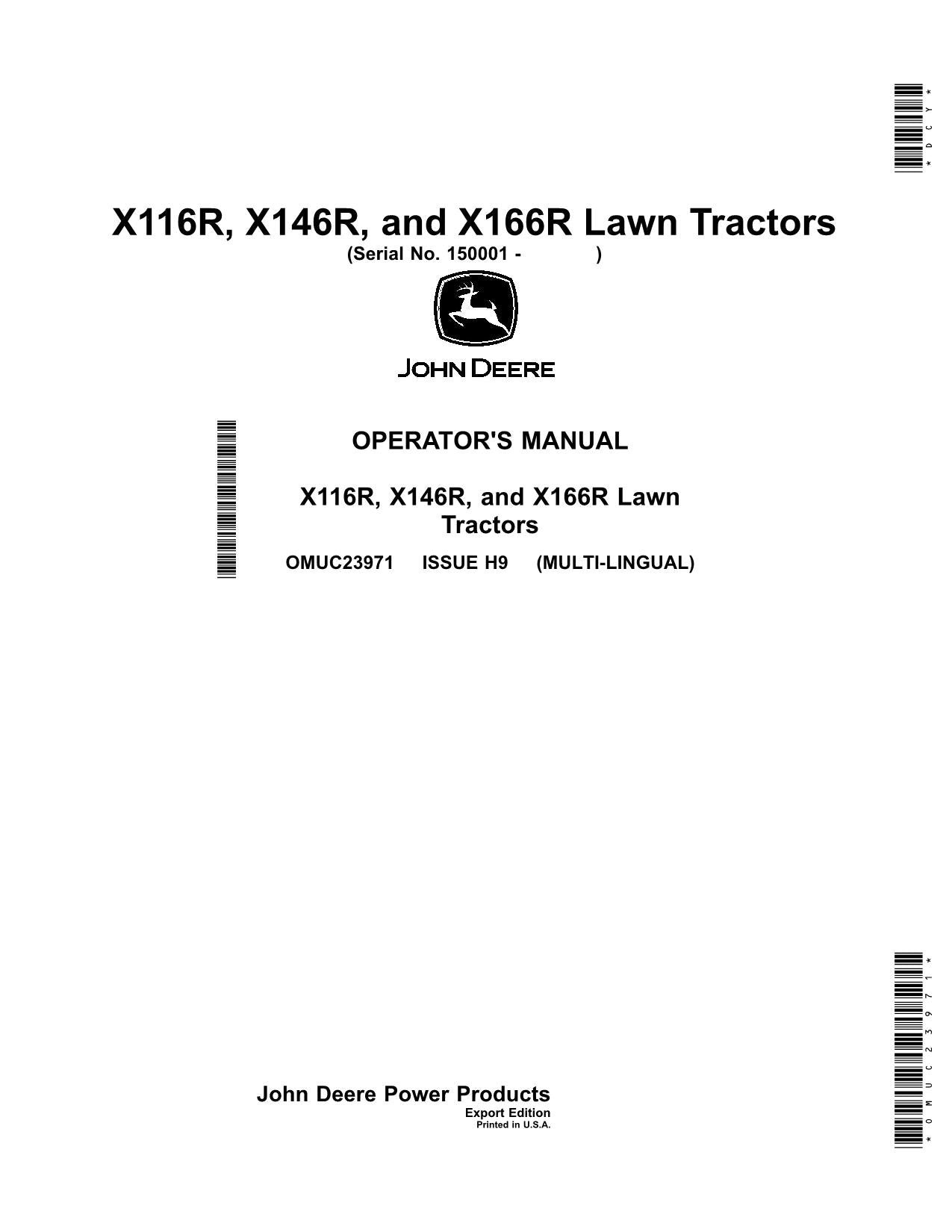 JOHN DEERE X116R X146R X166R TRAKTOR BETRIEBSANLEITUNG #3