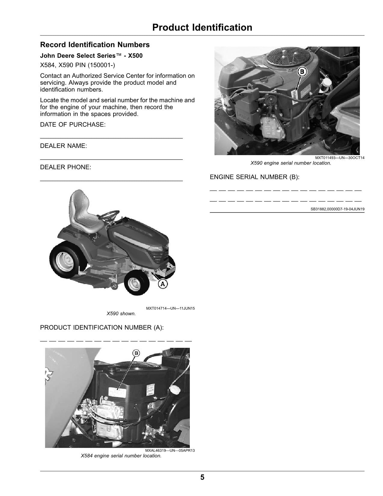 JOHN DEERE X584 X590 TRAKTOR BETRIEBSANLEITUNG #5