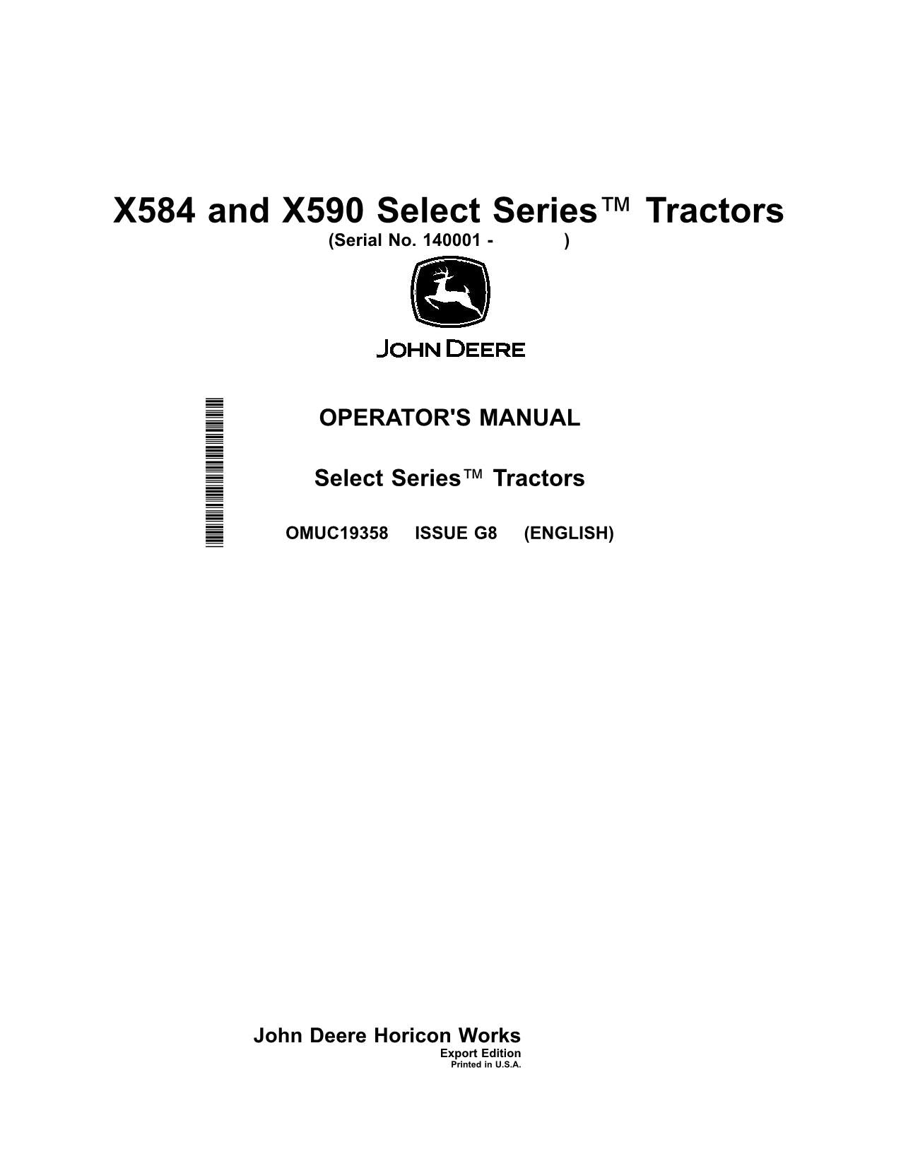 JOHN DEERE X584 X590 TRAKTOR BETRIEBSANLEITUNG #4