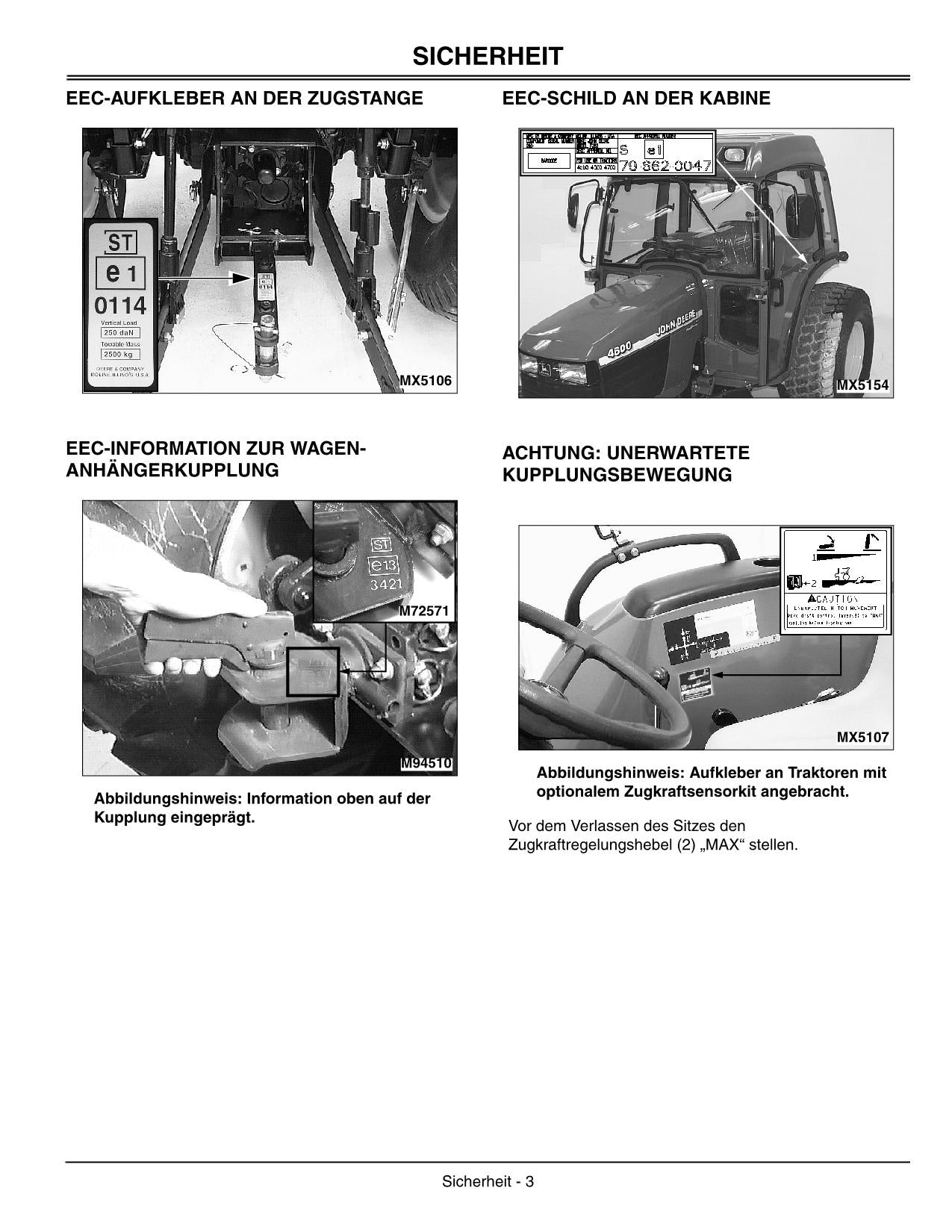 JOHN DEERE 4500 4600 4700 COMPACT TRAKTOREN BETRIEBSANLEITUNG