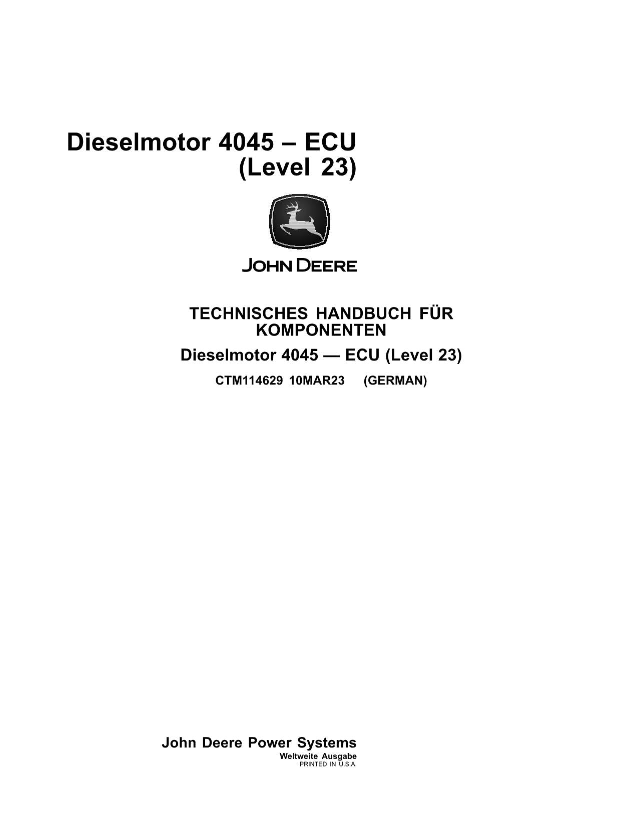 JOHN DEERE 4.5L 4045 4045 -ECU MOTEUR REPARATURHANDBUCH WERKSTATTHANDBUCH