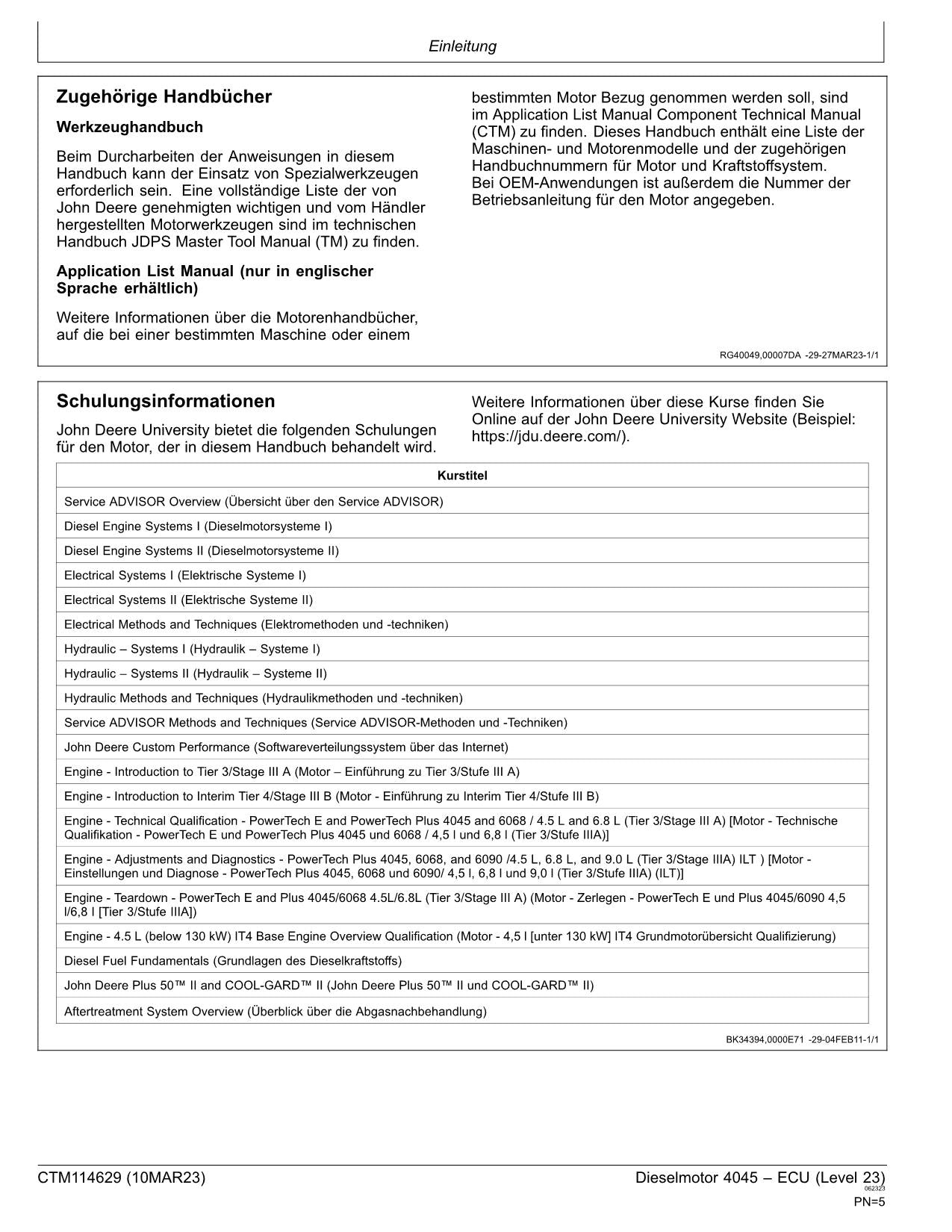 JOHN DEERE 4.5L 4045 4045 -ECU MOTEUR REPARATURHANDBUCH WERKSTATTHANDBUCH