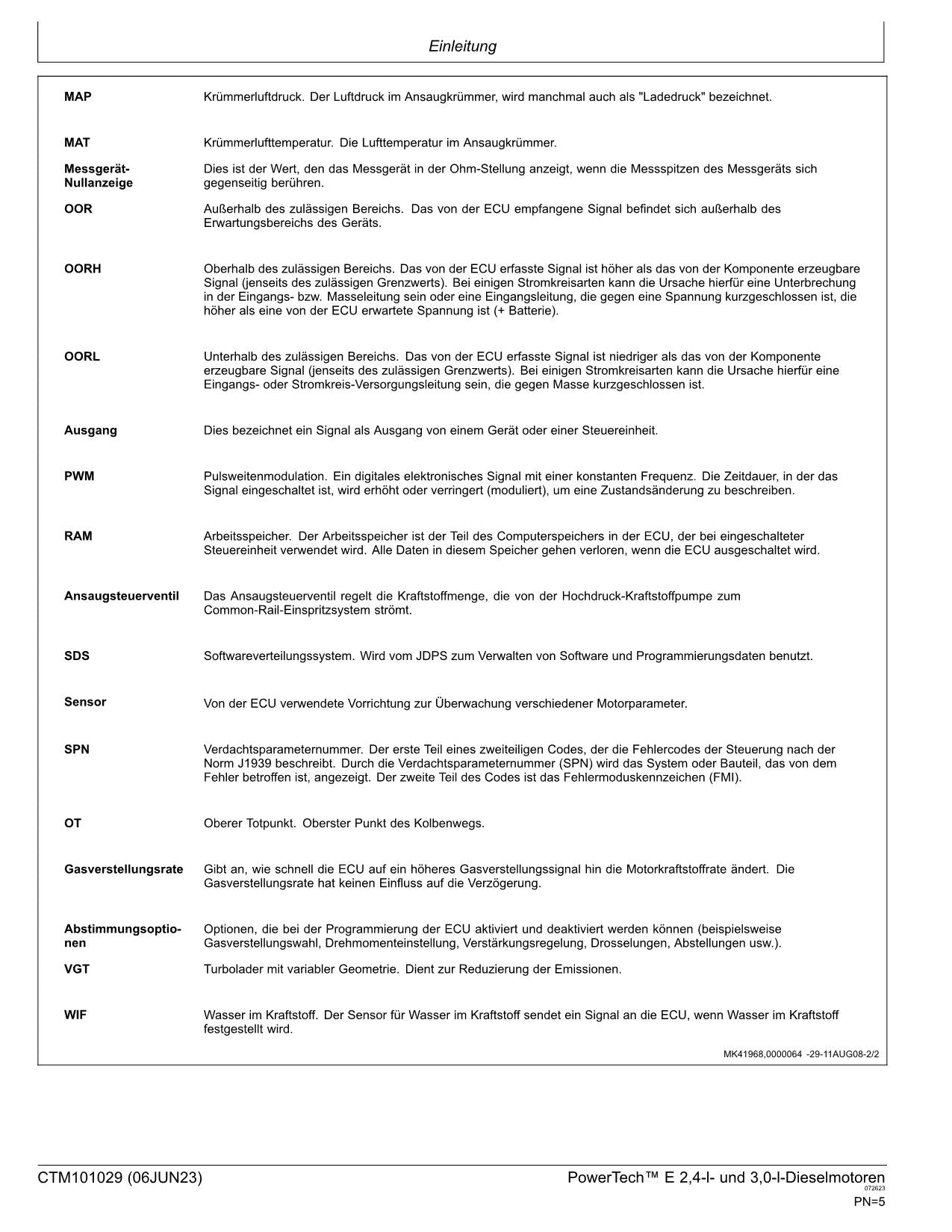 JOHN DEERE 2.4 L 3.0 L MOTOR REPARATURHANDBUCH WERKSTATTHANDBUCH