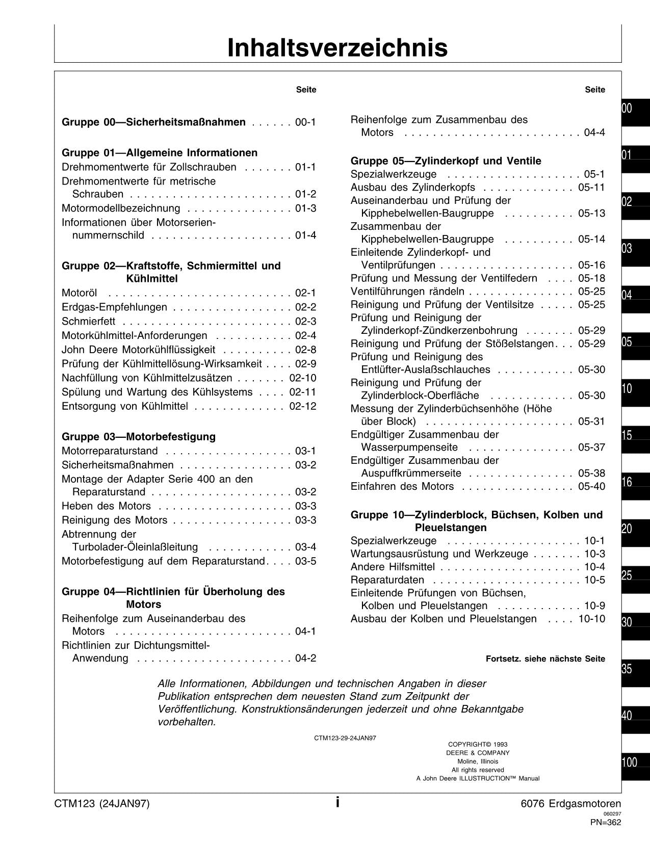 JOHN DEERE 6076 MOTEUR REPARATURHANDBUCH WERKSTATTHANDBUCH