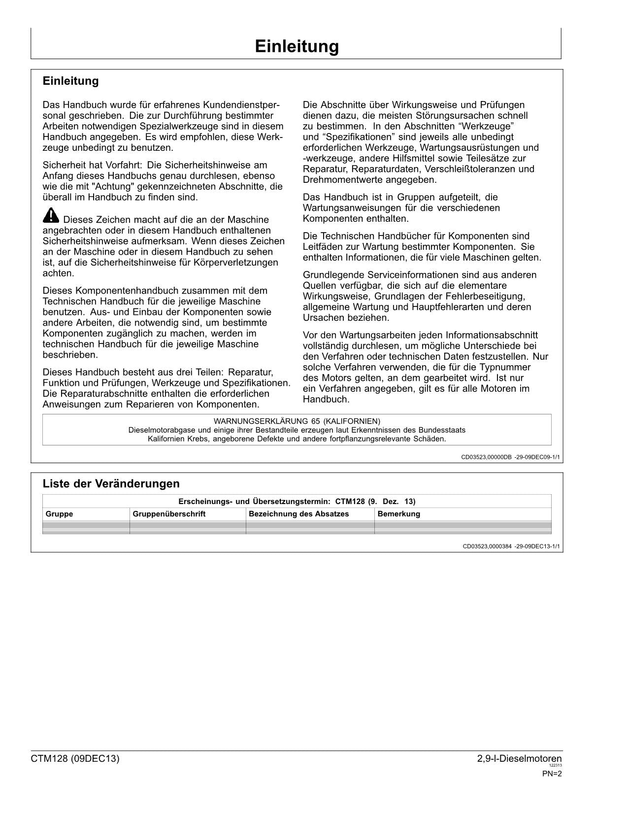 JOHN DEERE 2.9L 3029 POWER TECH TM MOTOR REPARATURHANDBUCH WERKSTATTHANDBUCH