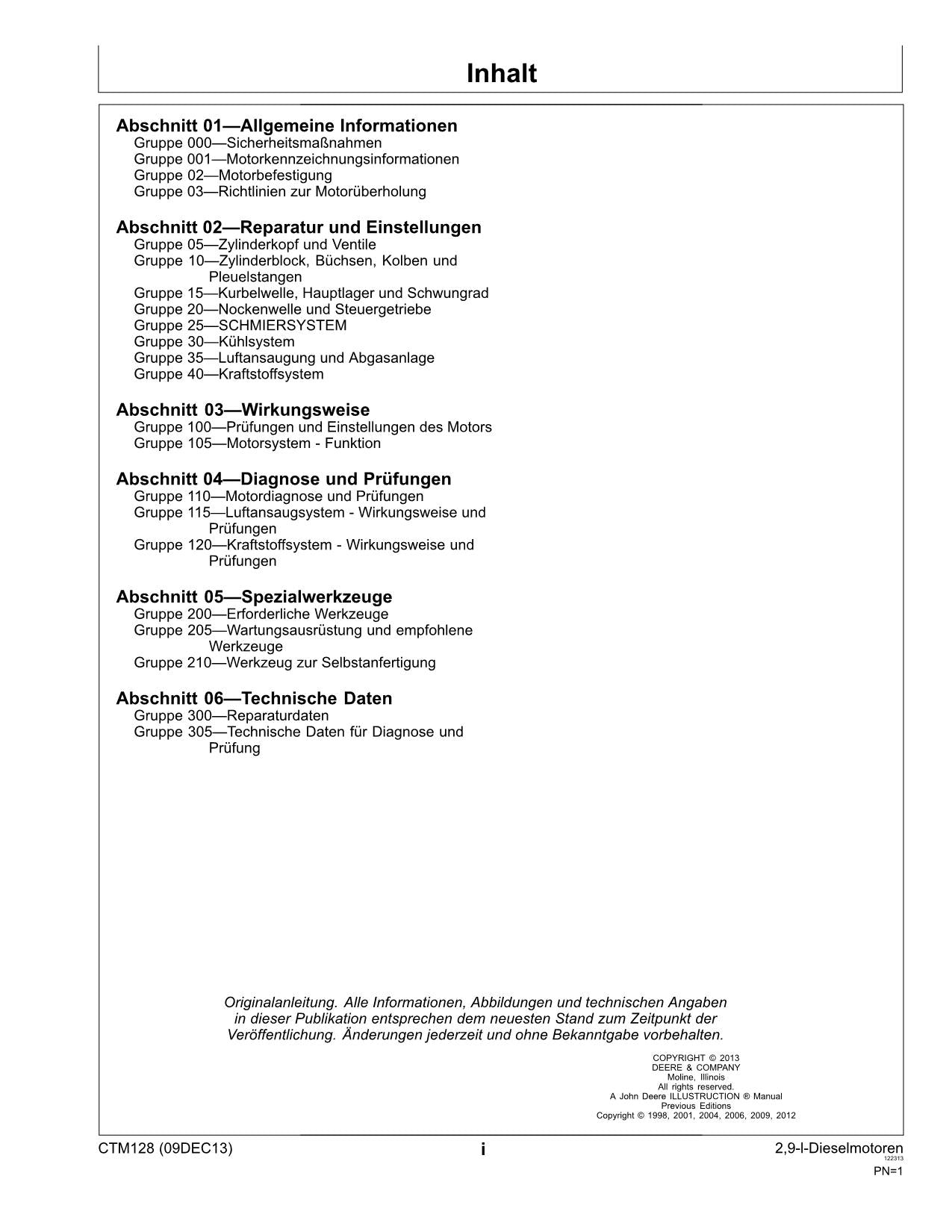 JOHN DEERE 2.9L 3029 POWER TECH TM MOTOR REPARATURHANDBUCH WERKSTATTHANDBUCH