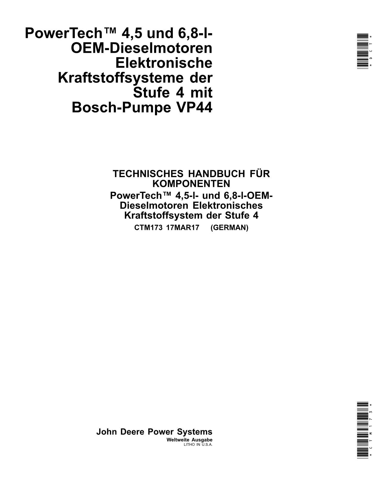 JOHN DEERE 4.5L 6.8L 4045 6068 MOTOR REPARATURHANDBUCH WERKSTATTHANDBUCH #1