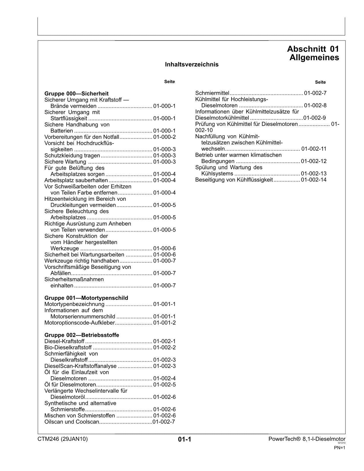 JOHN DEERE 8.1L 6081 MECHANISCHE MOTOR REPARATURHANDBUCH WERKSTATTHANDBUCH