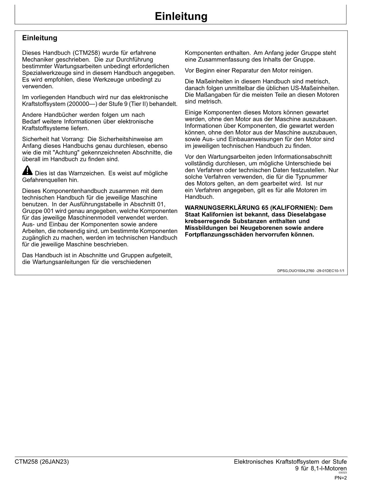 JOHN DEERE 8.1L MOTOR REPARATURHANDBUCH WERKSTATTHANDBUCH