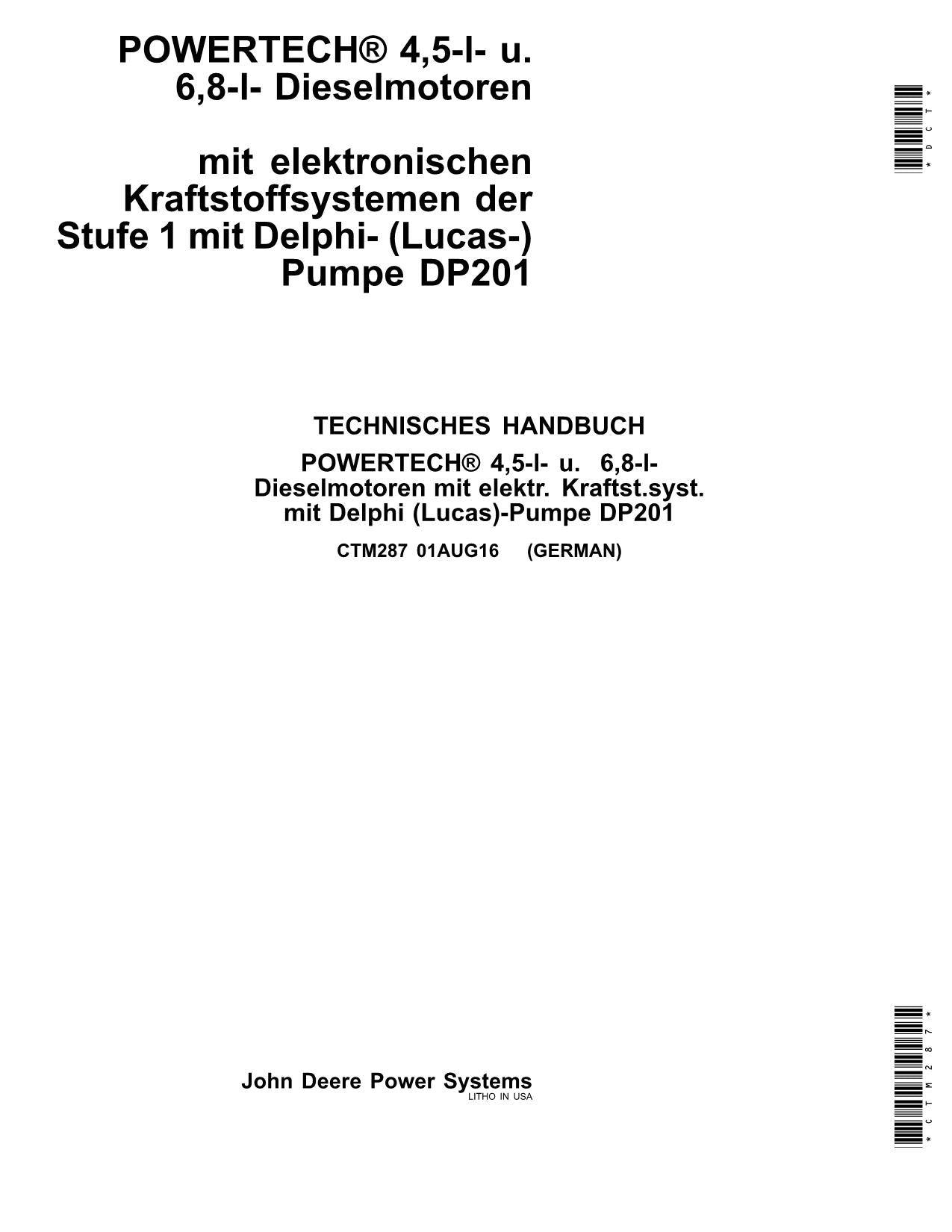 JOHN DEERE 4.5L 4045 6.8L 6068 MOTOR REPARATURHANDBUCH WERKSTATTHANDBUCH #2