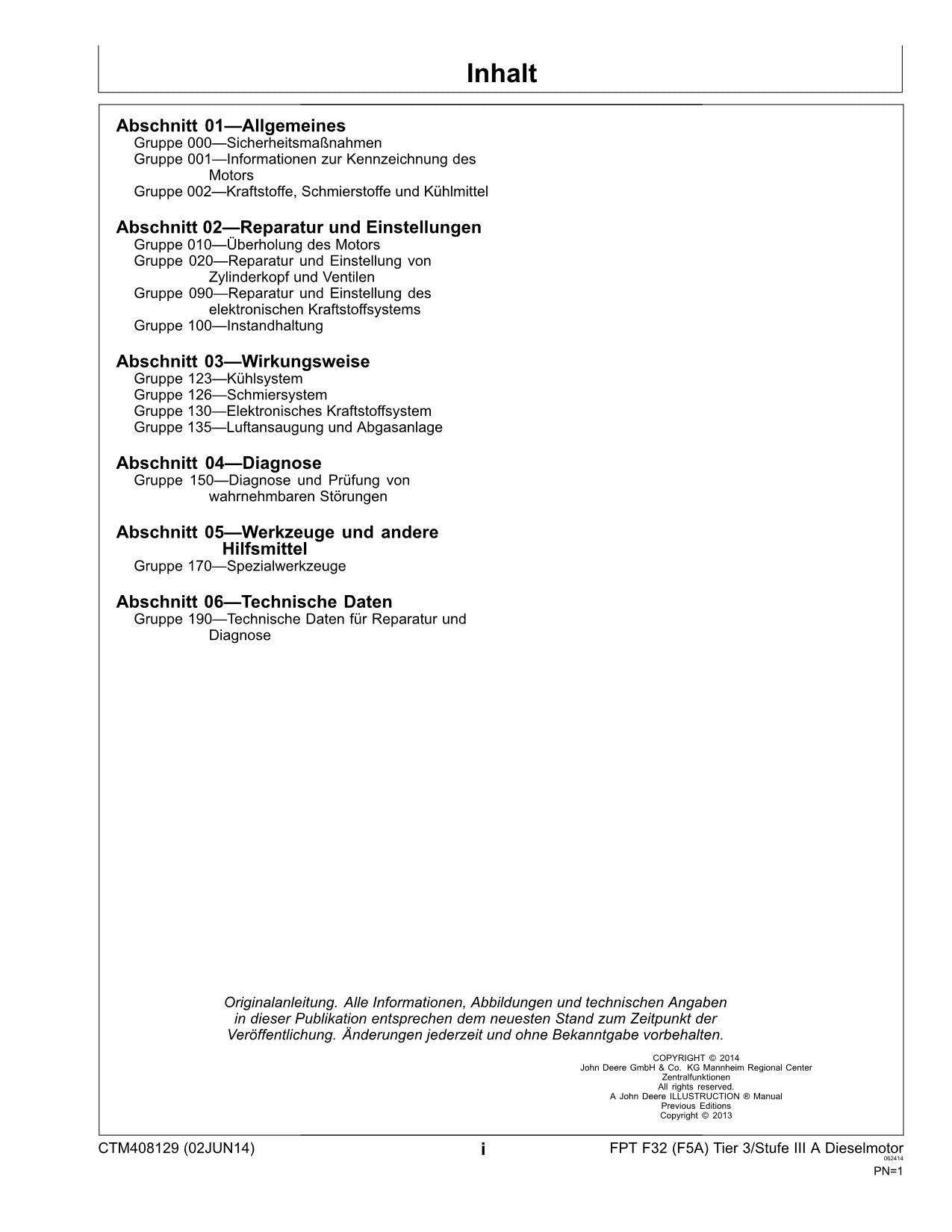 JOHN DEERE FPT 32 F5A MOTOR REPARATURHANDBUCH WERKSTATTHANDBUCH