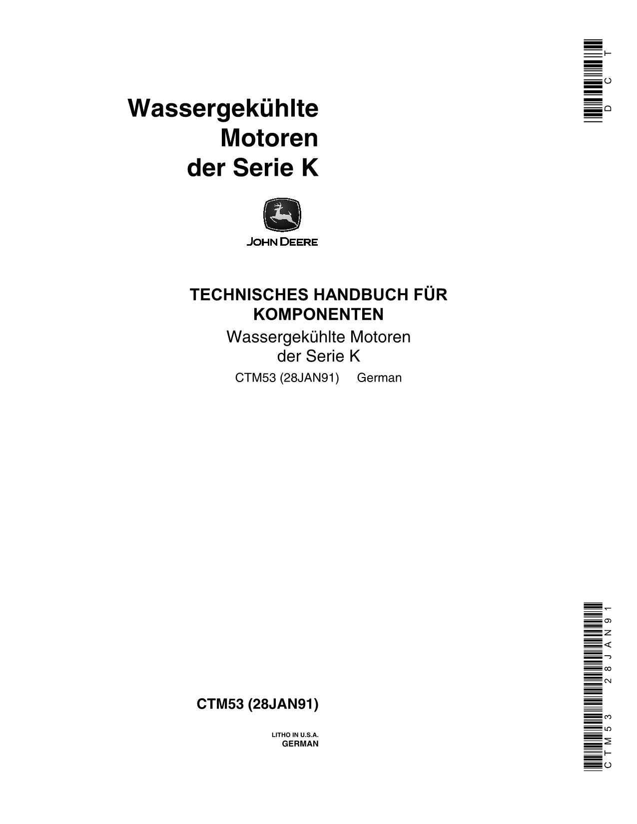 JOHN DEERE K 445 455 E 1800 425 2243 MOTOR REPARATURHANDBUCH WERKSTATTHANDBUCH