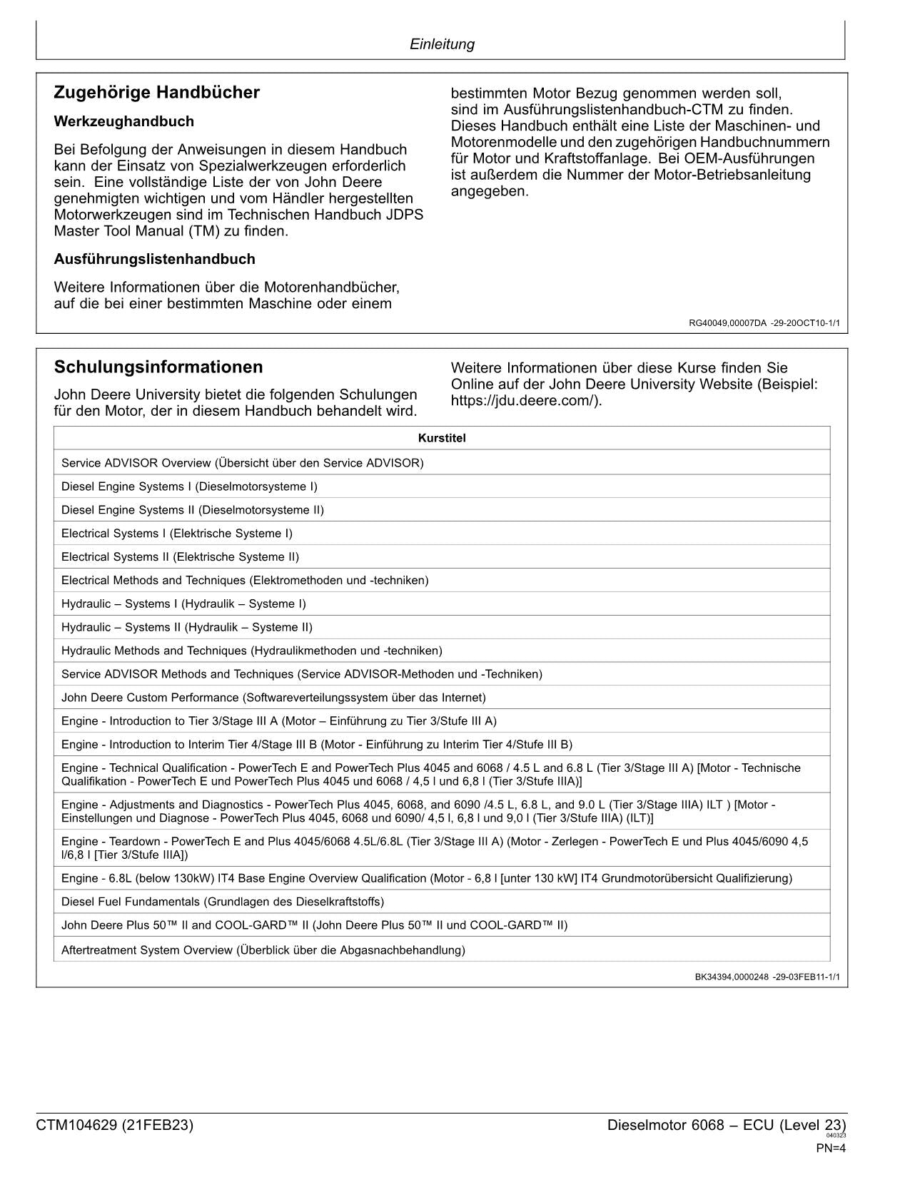 JOHN DEERE 6068 6.8L MOTOR REPARATURHANDBUCH WERKSTATTHANDBUCH #1