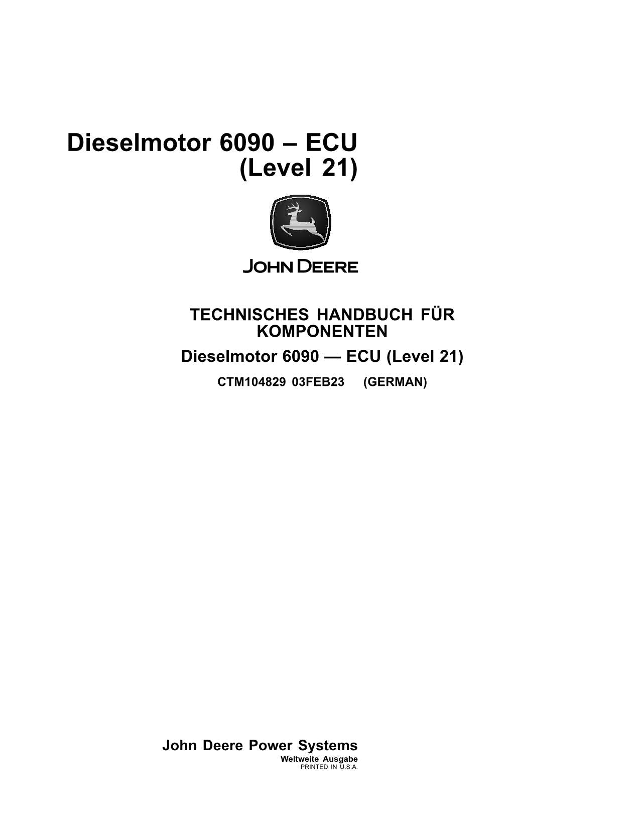 JOHN DEERE 6090 9.0L MOTOR REPARATURHANDBUCH WERKSTATTHANDBUCH #1