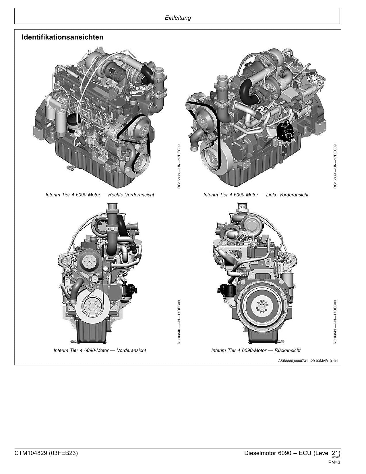 JOHN DEERE 6090 9.0L MOTOR REPARATURHANDBUCH WERKSTATTHANDBUCH #1