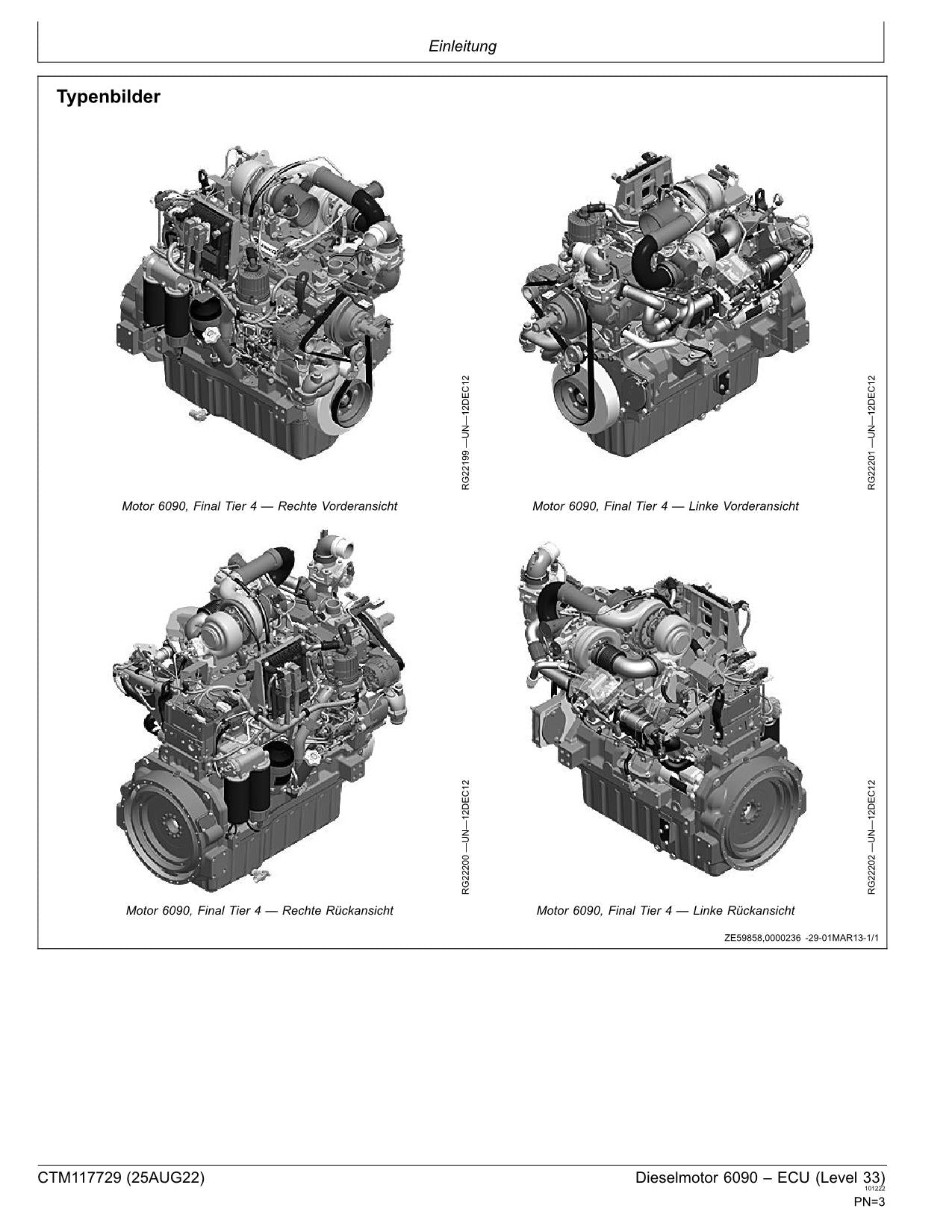 JOHN DEERE 6090 9.0L MOTOR REPARATURHANDBUCH WERKSTATTHANDBUCH #3