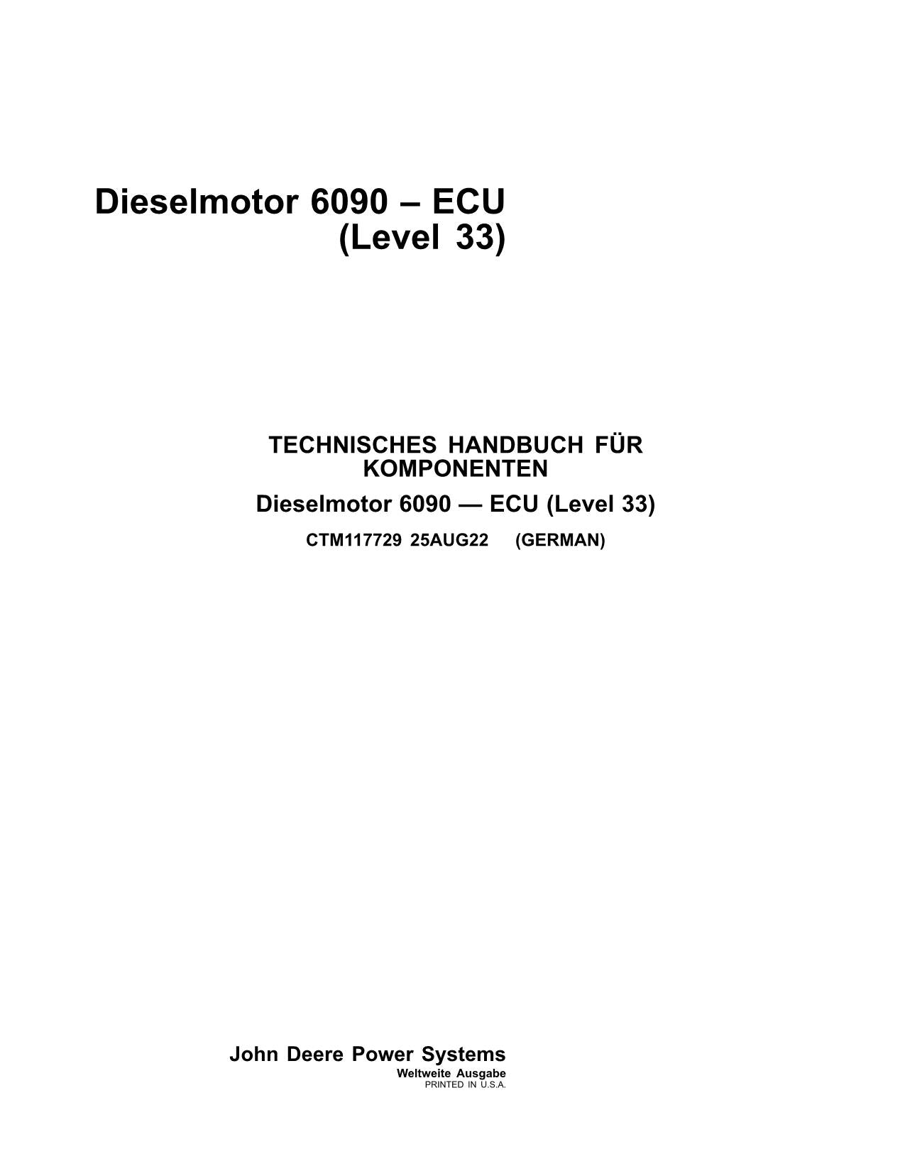 JOHN DEERE 6090 9.0L MOTOR REPARATURHANDBUCH WERKSTATTHANDBUCH #3