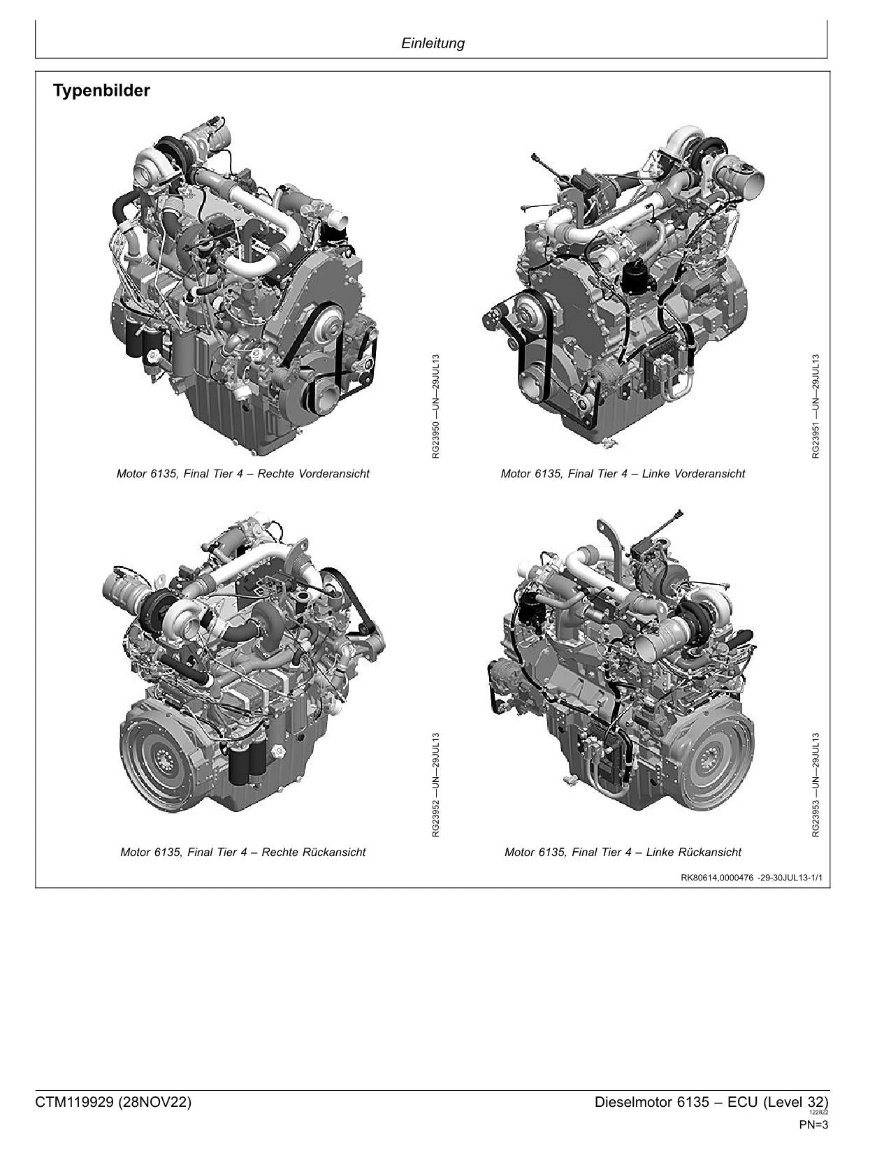 JOHN DEERE 6135 13.5L MOTOR REPARATURHANDBUCH WERKSTATTHANDBUCH #2