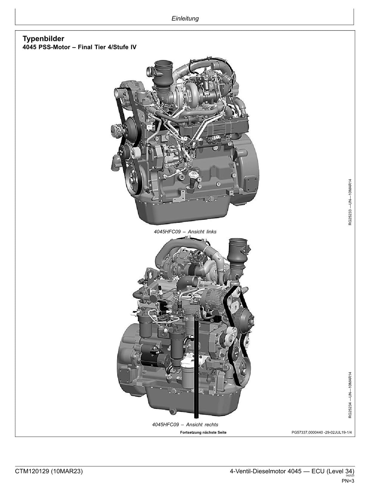 JOHN DEERE 4045 4.5L MOTOR REPARATURHANDBUCH WERKSTATTHANDBUCH