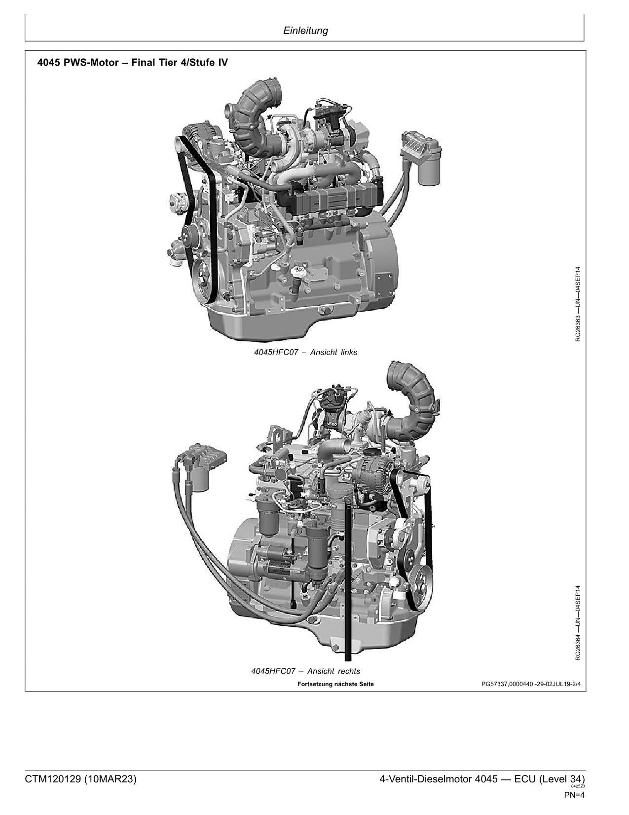 JOHN DEERE 4045 4.5L MOTOR REPARATURHANDBUCH WERKSTATTHANDBUCH