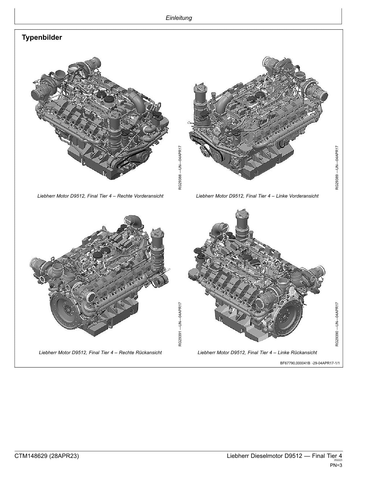 JOHN DEERE D9512 9700 9800 9900 TIER4 MOTOR REPARATURHANDBUCH WERKSTATTHANDBUCH