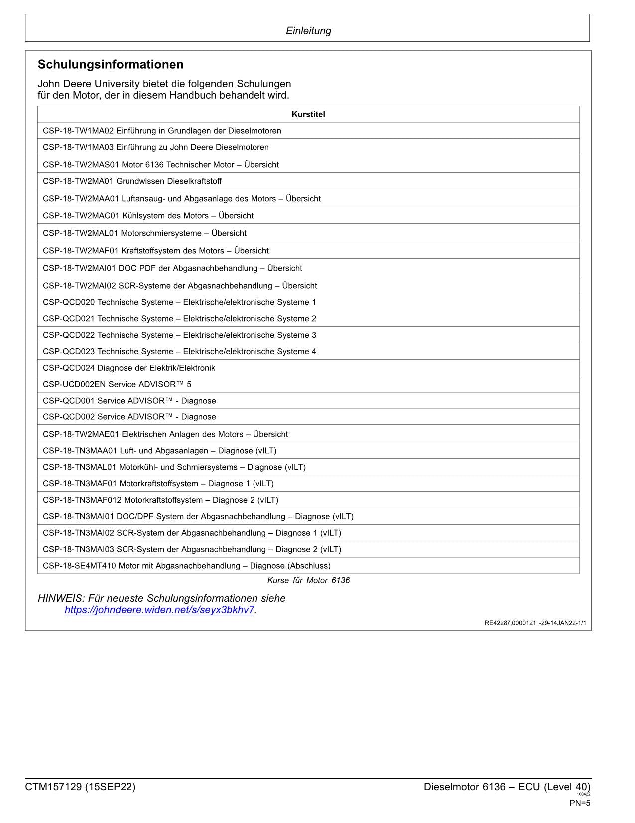 JOHN DEERE 6136 CH950 CH960 X9 1000 X9 1100 ECU MOTOR REPARATURHANDBUCH