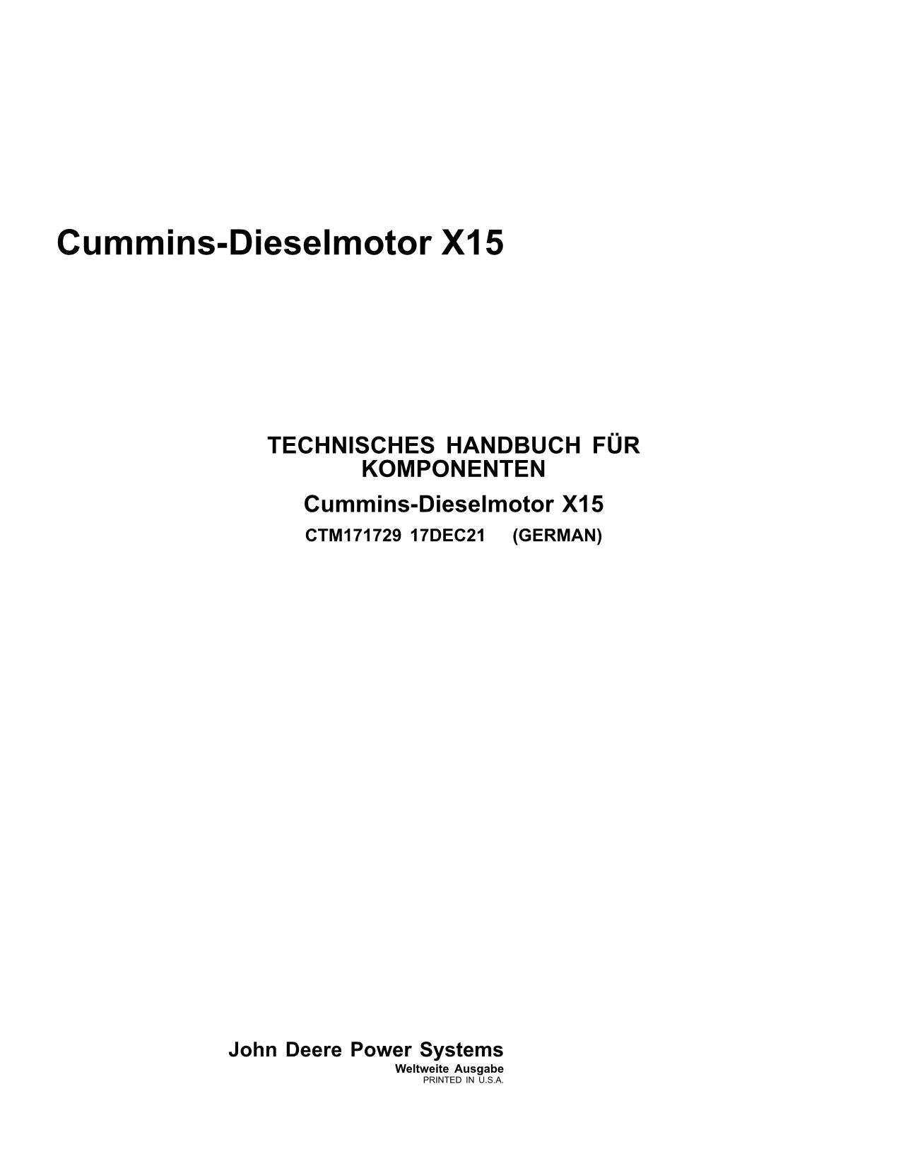 JOHN DEERE 9R 640 QSX15 9RX 640 9R 640 MOTOR REPARATURHANDBUCH WERKSTATTHANDBUCH