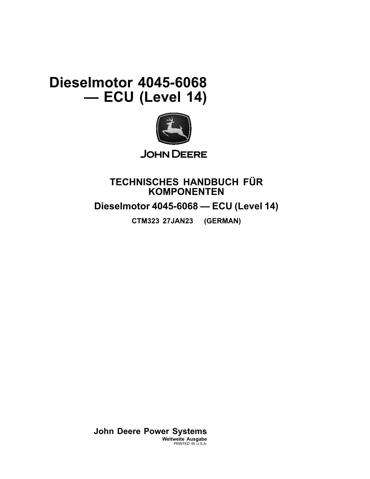 JOHN DEERE 4045 6068 4.5L 6.8L MOTOR REPARATURHANDBUCH WERKSTATTHANDBUCH