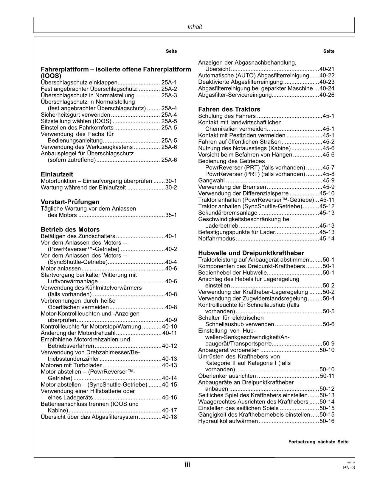 JOHN DEERE 5050E 5058E 5067E 5075E TRAKTOR BETRIEBSANLEITUNG #1