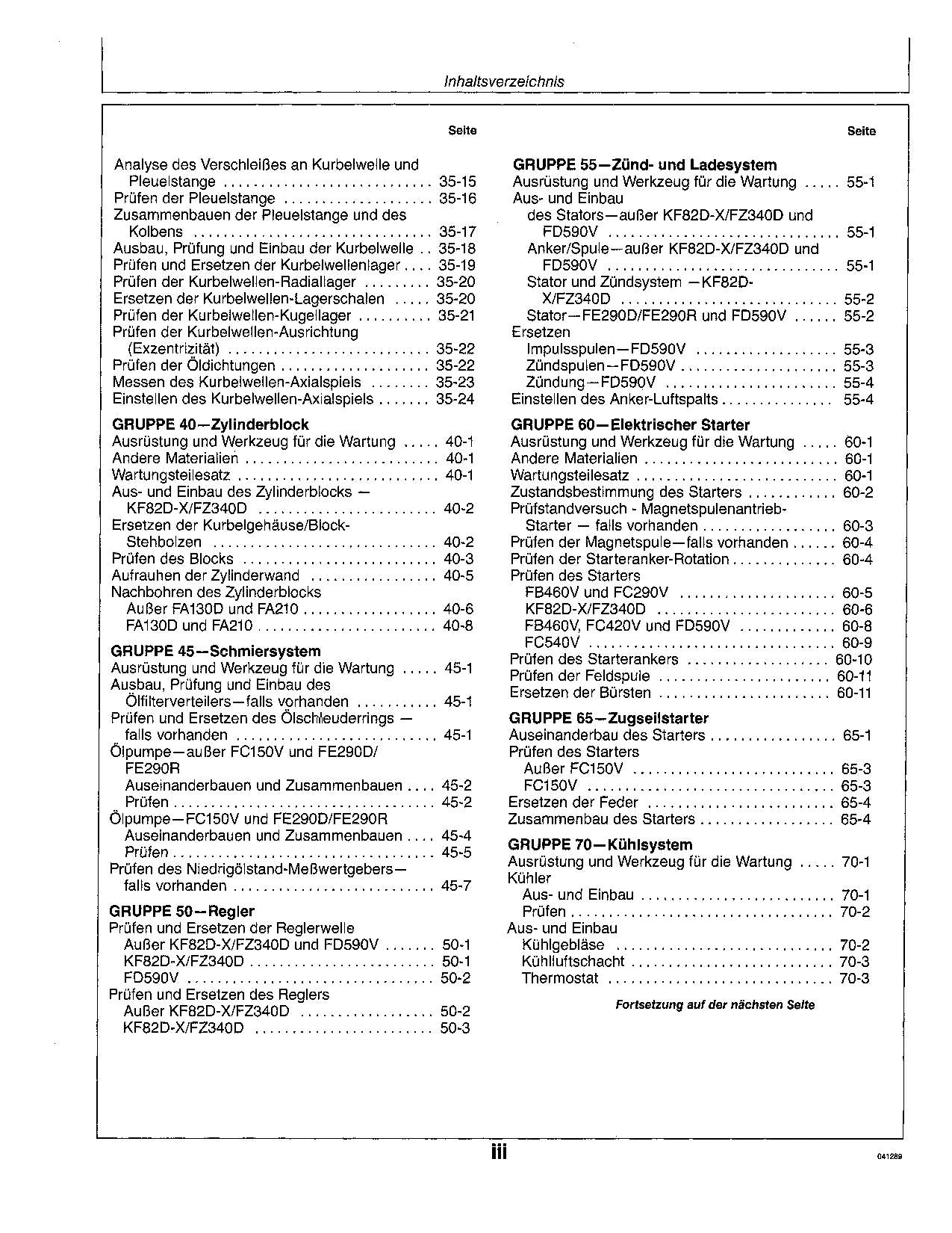 JOHN DEERE 3K KAWASAKI MOTEUR REPARATURHANDBUCH WERKSTATTHANDBUCH