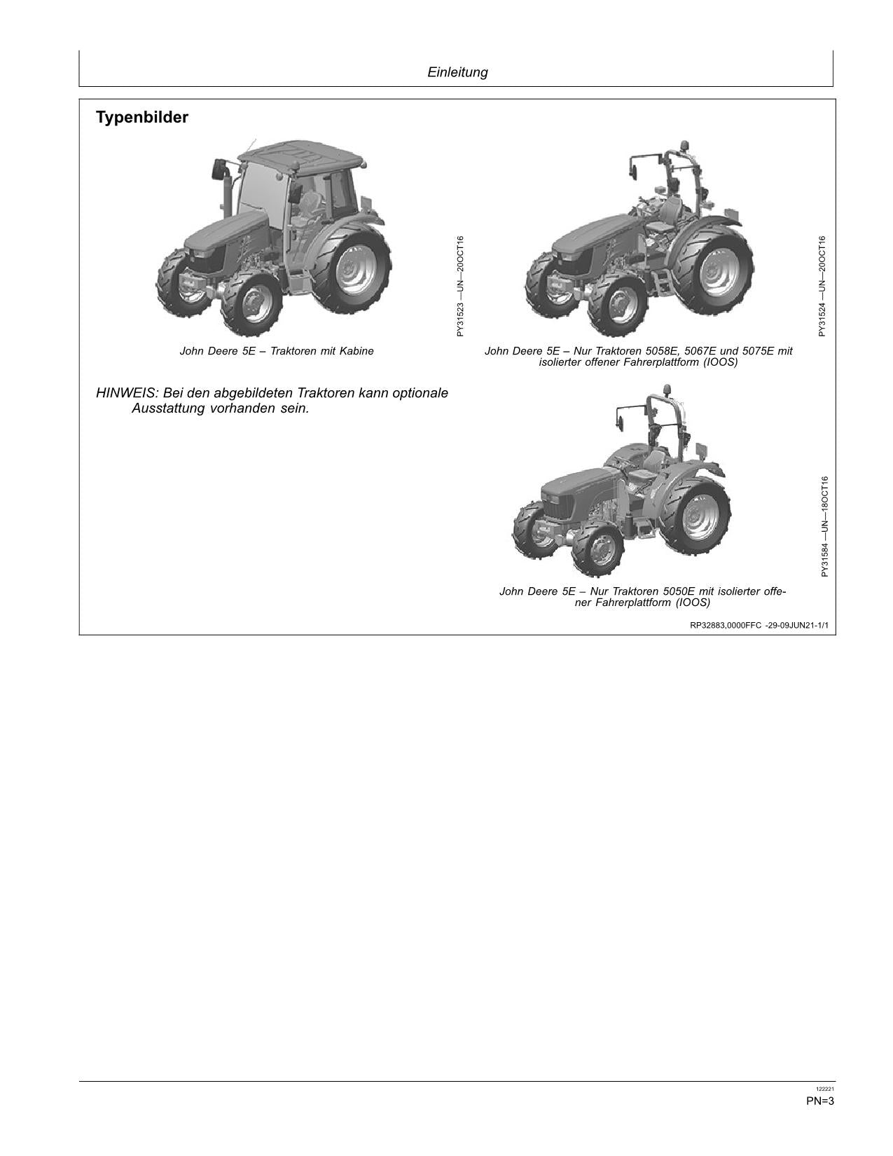 JOHN DEERE 5050E 5058E 5067E 5075E TRAKTOR BETRIEBSANLEITUNG #2