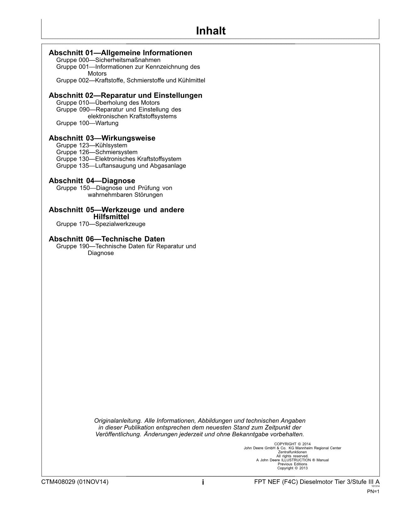 JOHN DEERE 5100GF 5100GN FPT NEF TIER3 MOTOR REPARATURHANDBUCH WERKSTATTHANDBUCH