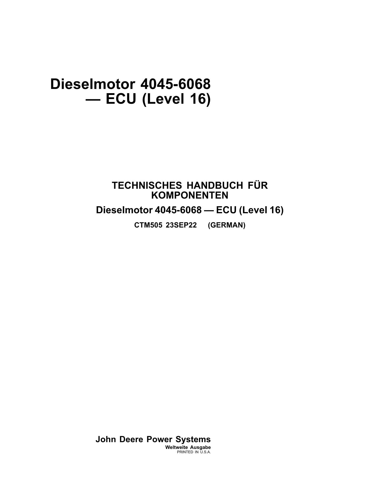 JOHN DEERE 4045 6068 4,5L. 6.8L MOTEUR REPARATURHANDBUCH WERKSTATTHANDBUCH