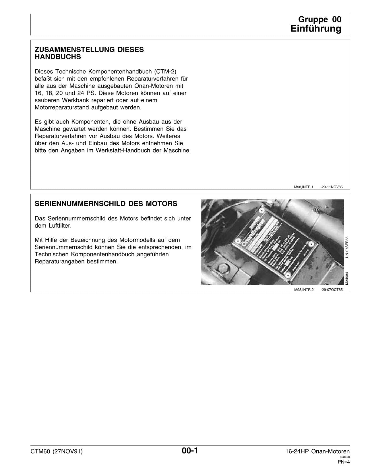 MANUEL DE RÉPARATION DE MOTEUR JOHN DEERE ONAN 16 18 20 316 318 420 F910 650 F930