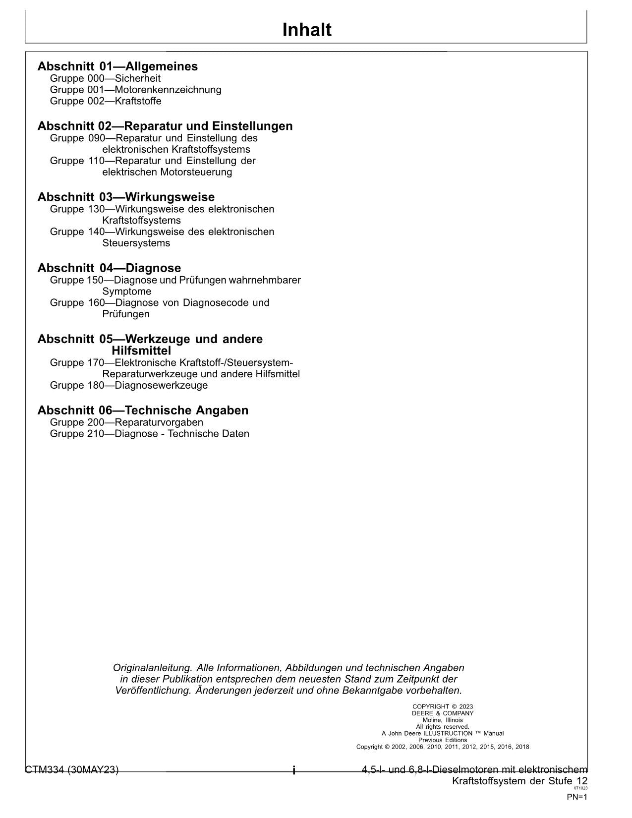 JOHN DEERE 4.5L 6.8L 4045 6068 MOTOR REPARATURHANDBUCH WERKSTATTHANDBUCH #2