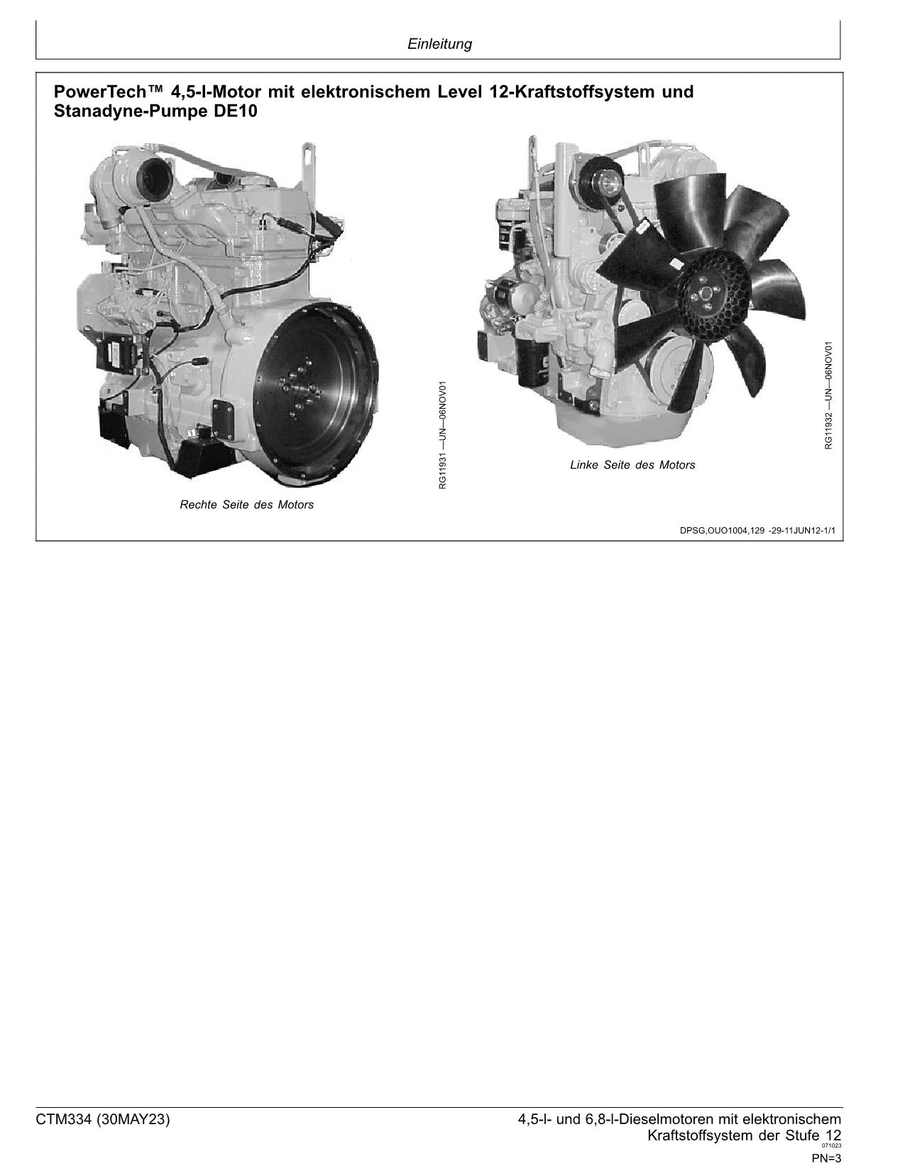 JOHN DEERE 4.5L 6.8L 4045 6068 MOTOR REPARATURHANDBUCH WERKSTATTHANDBUCH #2