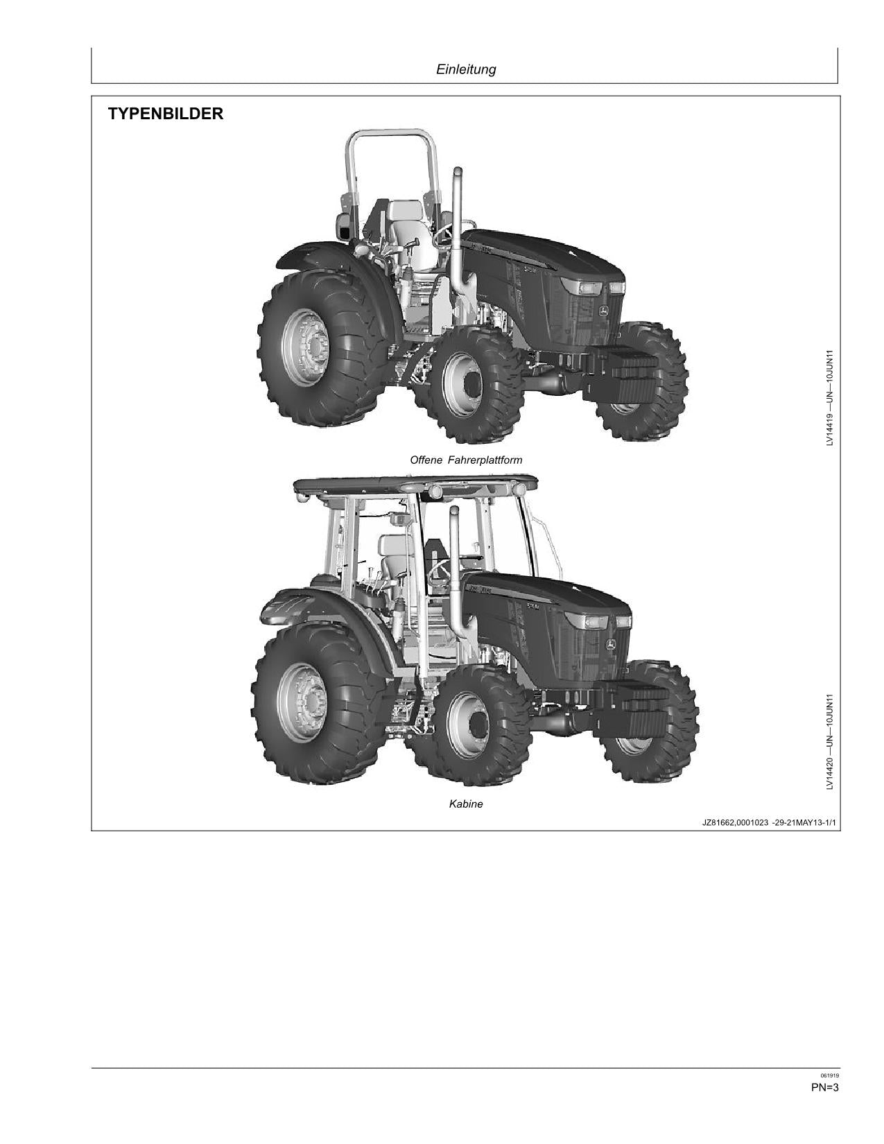 JOHN DEERE 5075M 5085M 5100M 5115M TRAKTOR BETRIEBSANLEITUNG