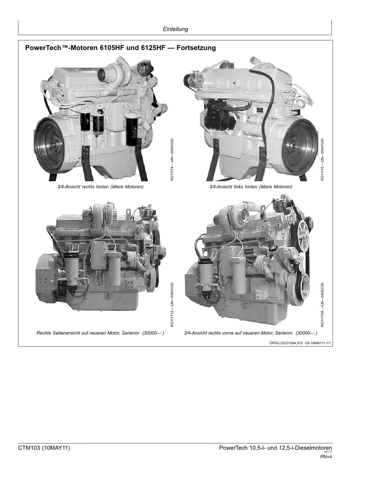 JOHN DEERE 10,5 L 12,5 L POWERTECH MOTEUR RÉPARATION MAIN BUCH WORKSTATTHANDBUCH