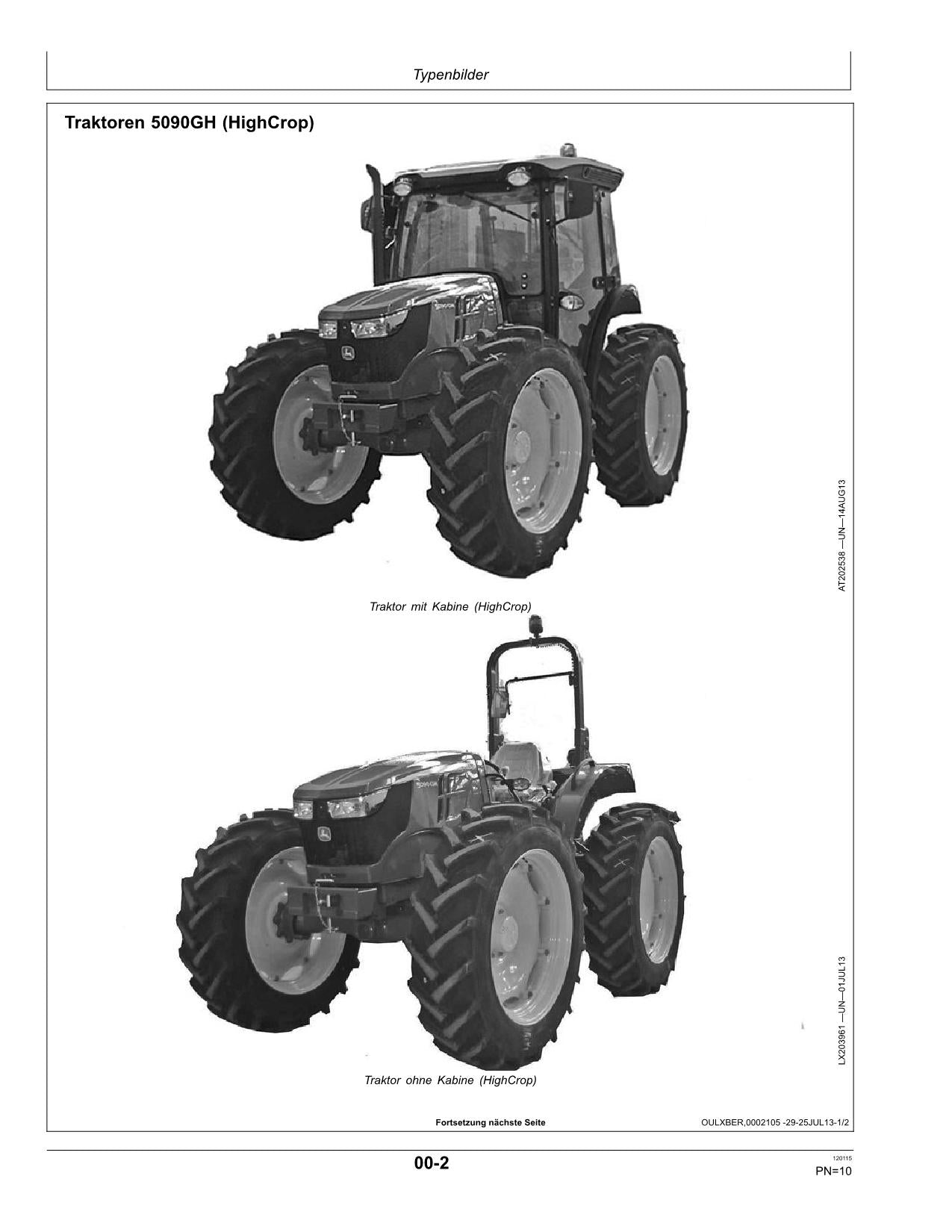 JOHN DEERE 5080G 5090G 5090GH TRAKTOR BETRIEBSANLEITUNG