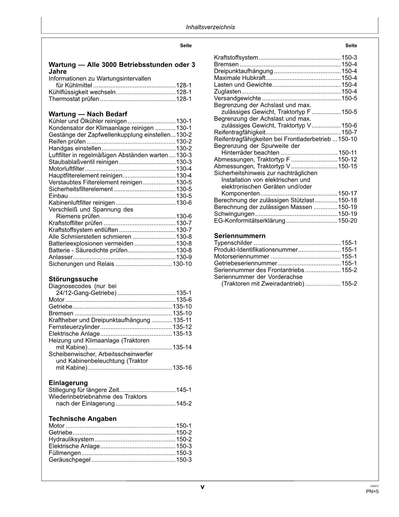 JOHN DEERE 5080GF 5090GF 5100GF 5080GV 5090GV 5100GV TRAKTOR BETRIEBSANLEITUNG