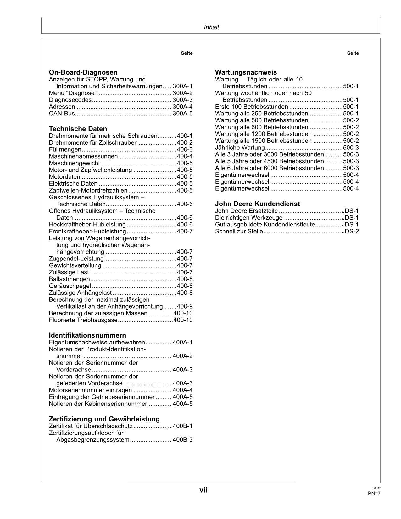 JOHN DEERE 5090R 5100R 5115R  5125R  TRAKTOR BETRIEBSANLEITUNG #4