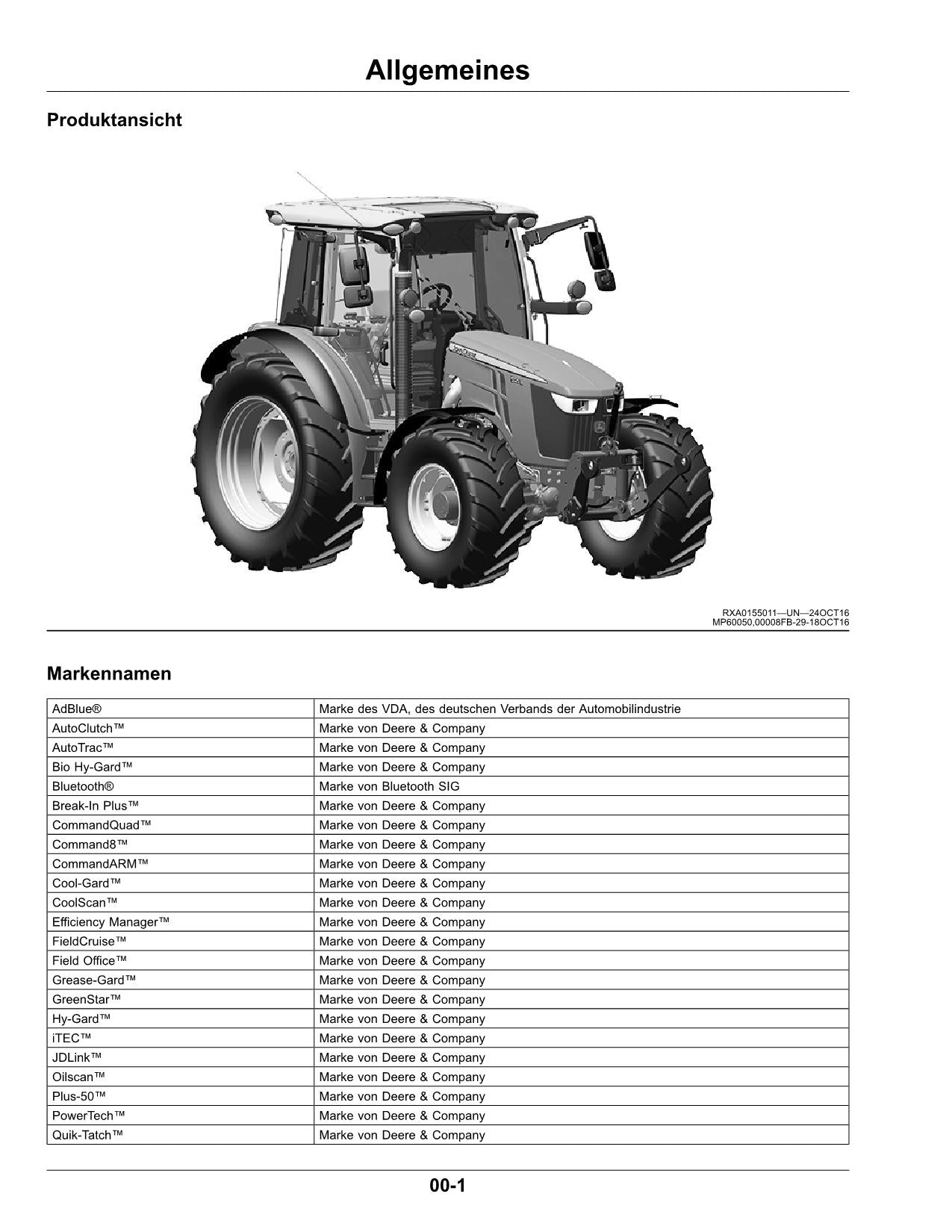 JOHN DEERE 5090R 5100R 5115R 5125R TRAKTOR BETRIEBSANLEITUNG #2