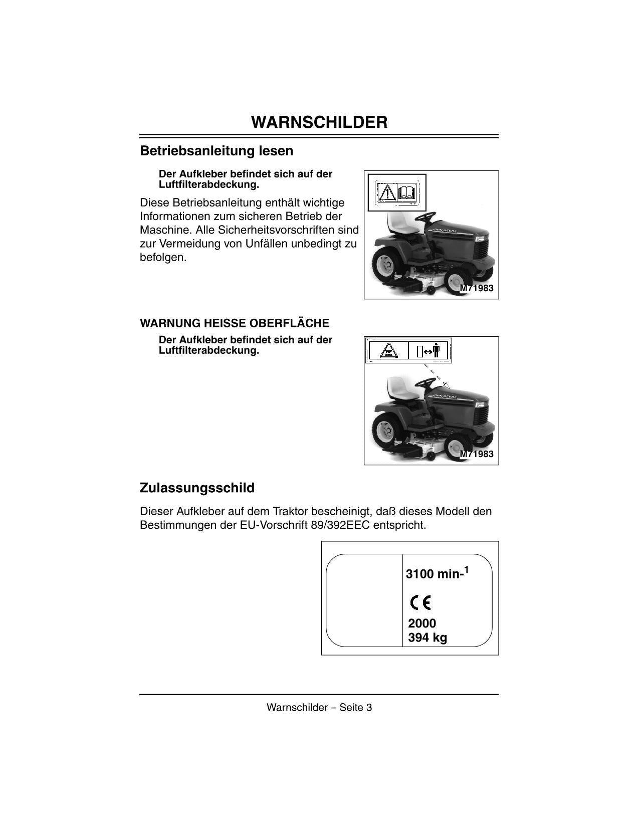 JOHN DEERE 355D TRAKTOR BETRIEBSANLEITUNG