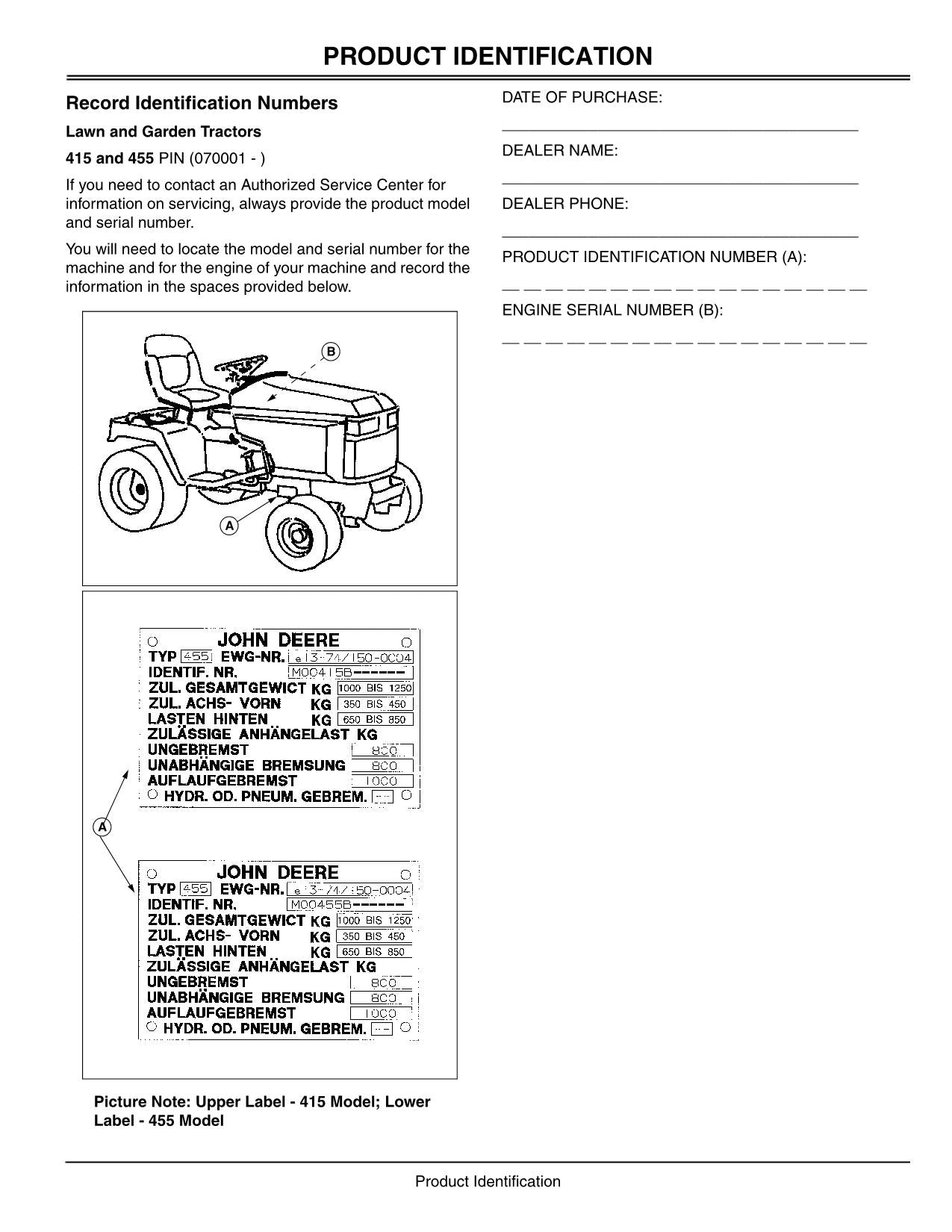 JOHN DEERE 415 455 TRAKTOR BETRIEBSANLEITUNG #2